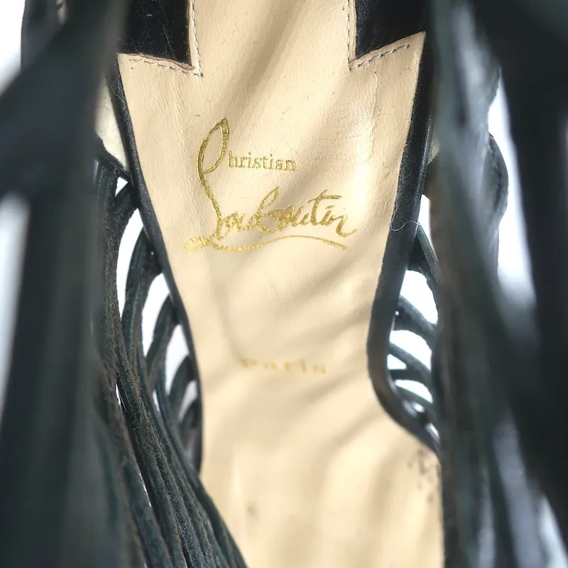 Christian Louboutin Mille Cinque 100 Bottes Cage en Cuir Noir Taille 38.5