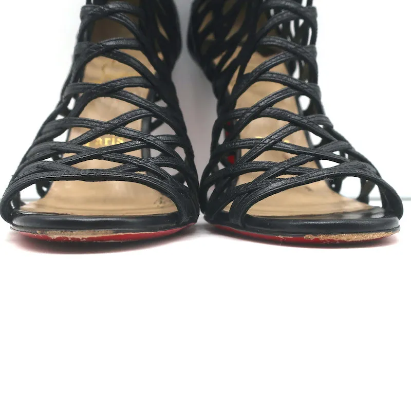 Christian Louboutin Mille Cinque 100 Bottes Cage en Cuir Noir Taille 38.5