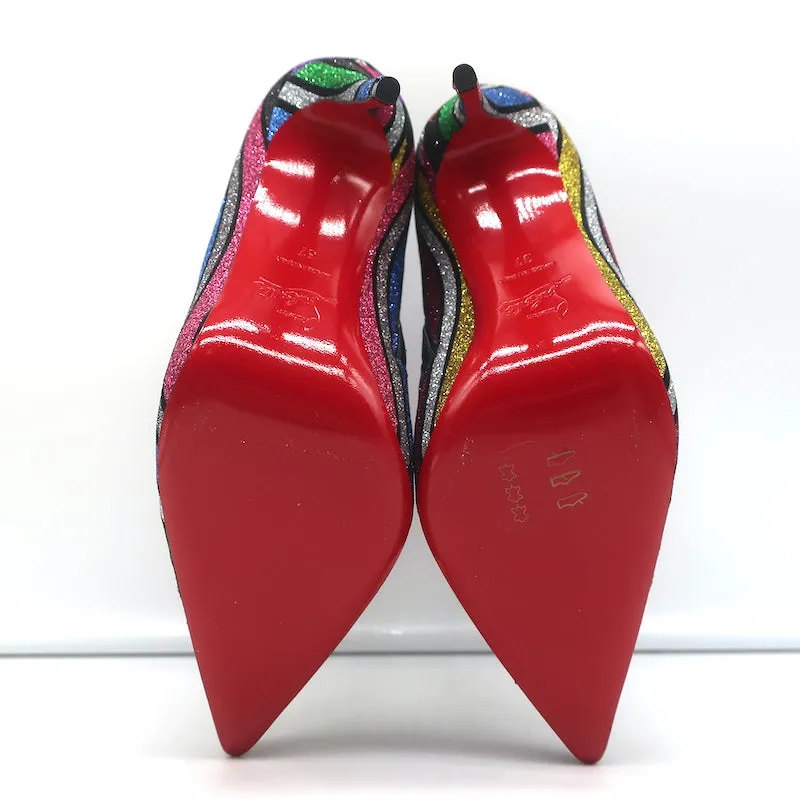 Christian Louboutin So Kate Bottes à Cheville 100 Multi Rayures Pailletées Taille 37 NEUVE