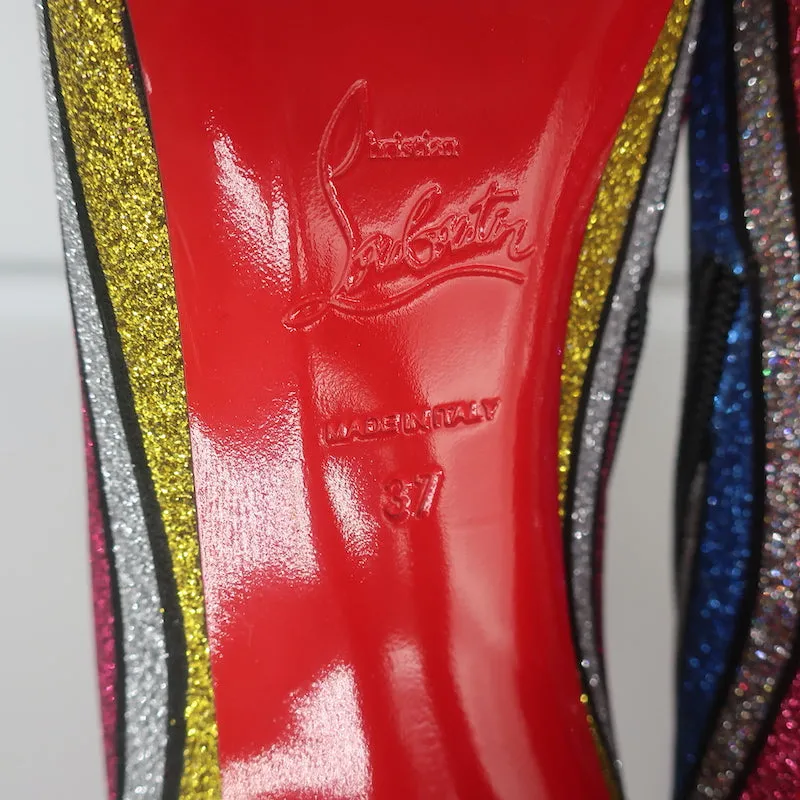 Christian Louboutin So Kate Bottes à Cheville 100 Multi Rayures Pailletées Taille 37 NEUVE