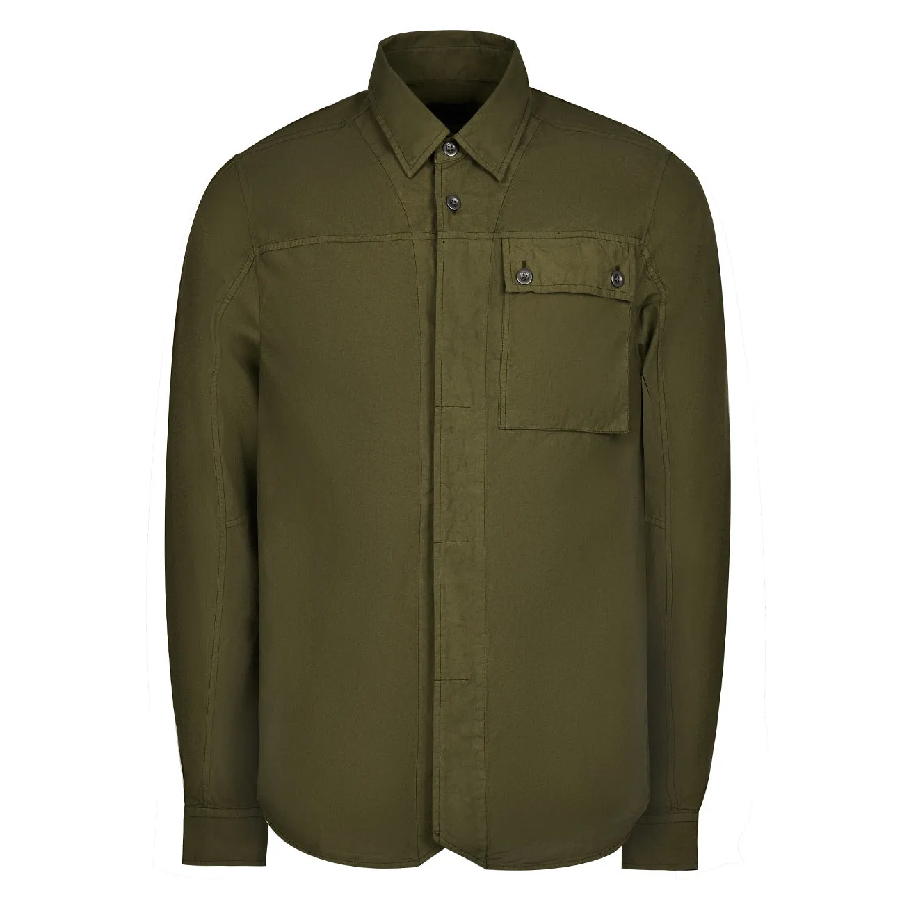 Vêtement Main Gauche Hommes Poche Bouton Main Gauche Chemise Olive