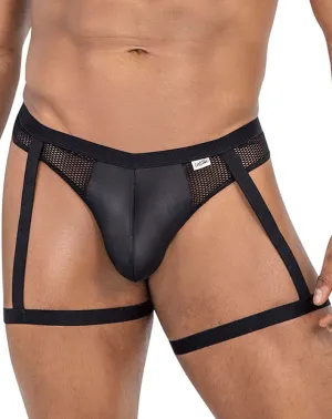 Sous-vêtements pour hommes Candyman 99798 Strings en maille jarretière Noir