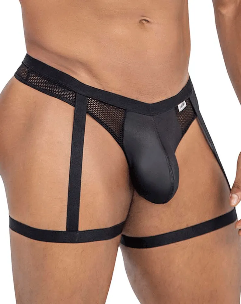 Sous-vêtements pour hommes Candyman 99798 Strings en maille jarretière Noir