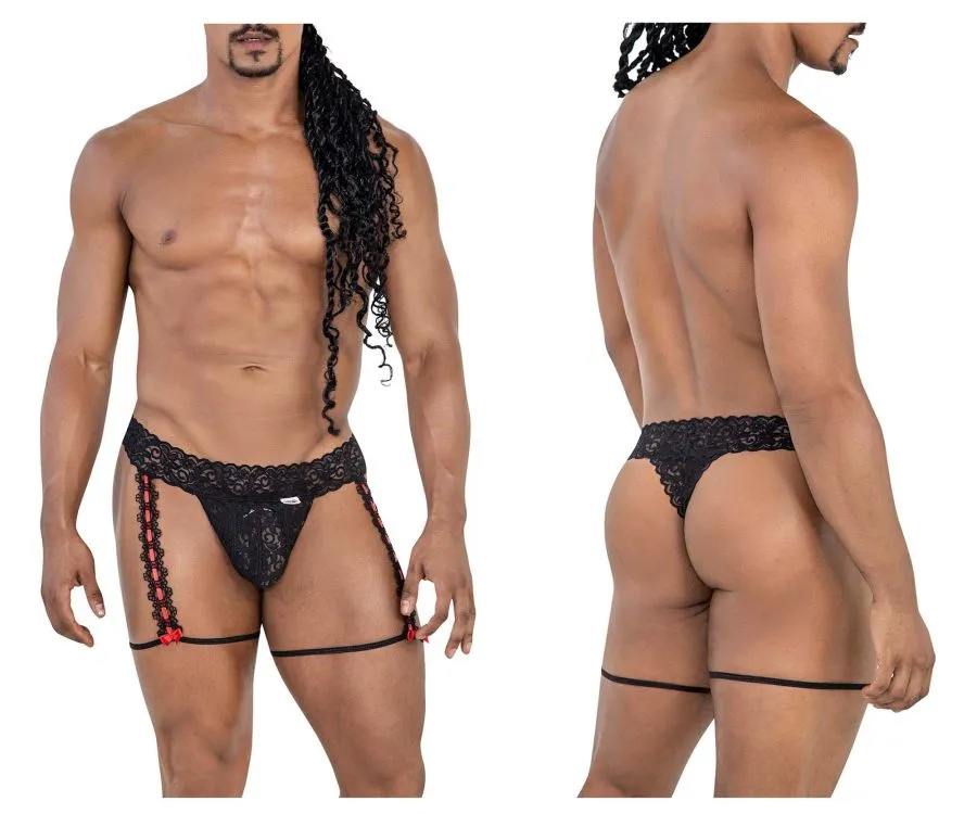 Vêtements_Candyman_Sous-vêtements pour hommes CandyMan 99803 Strings avec jarretelles en dentelle Couleur Noir