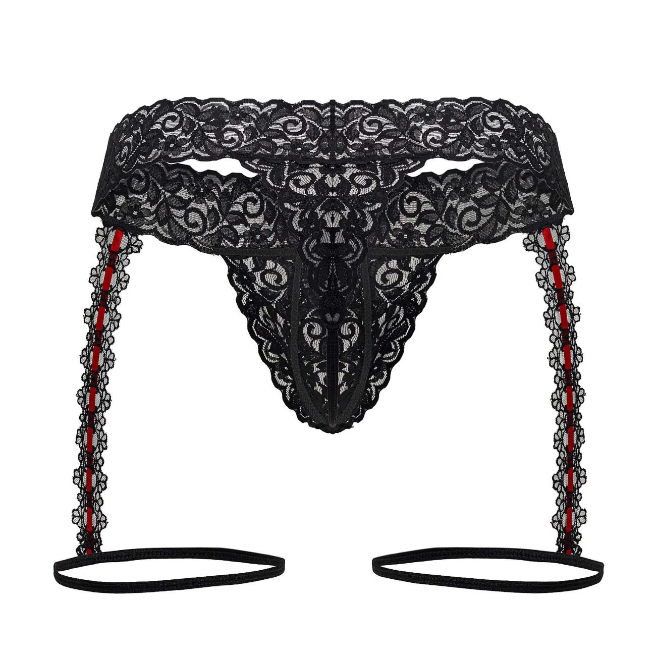 Vêtements_Candyman_Sous-vêtements pour hommes CandyMan 99803 Strings avec jarretelles en dentelle Couleur Noir
