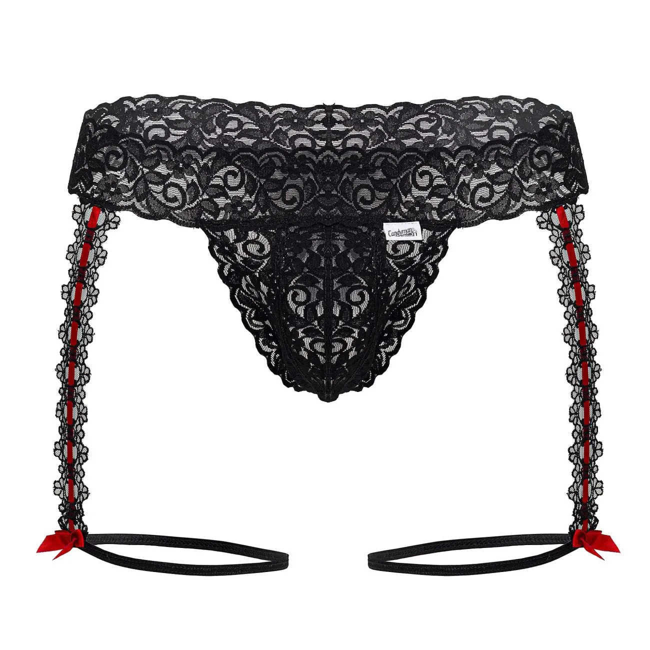 Vêtements_Candyman_Sous-vêtements pour hommes CandyMan 99803 Strings avec jarretelles en dentelle Couleur Noir