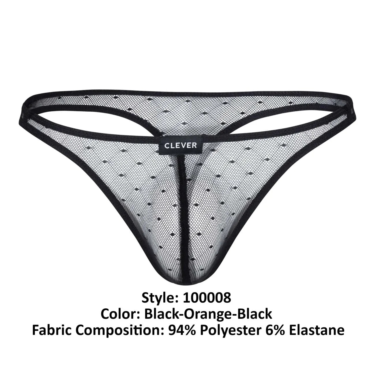Sous-vêtements intelligents pour hommes Clever 100008 3PK Strings australiens latins Couleur Noir-Orange-Noir