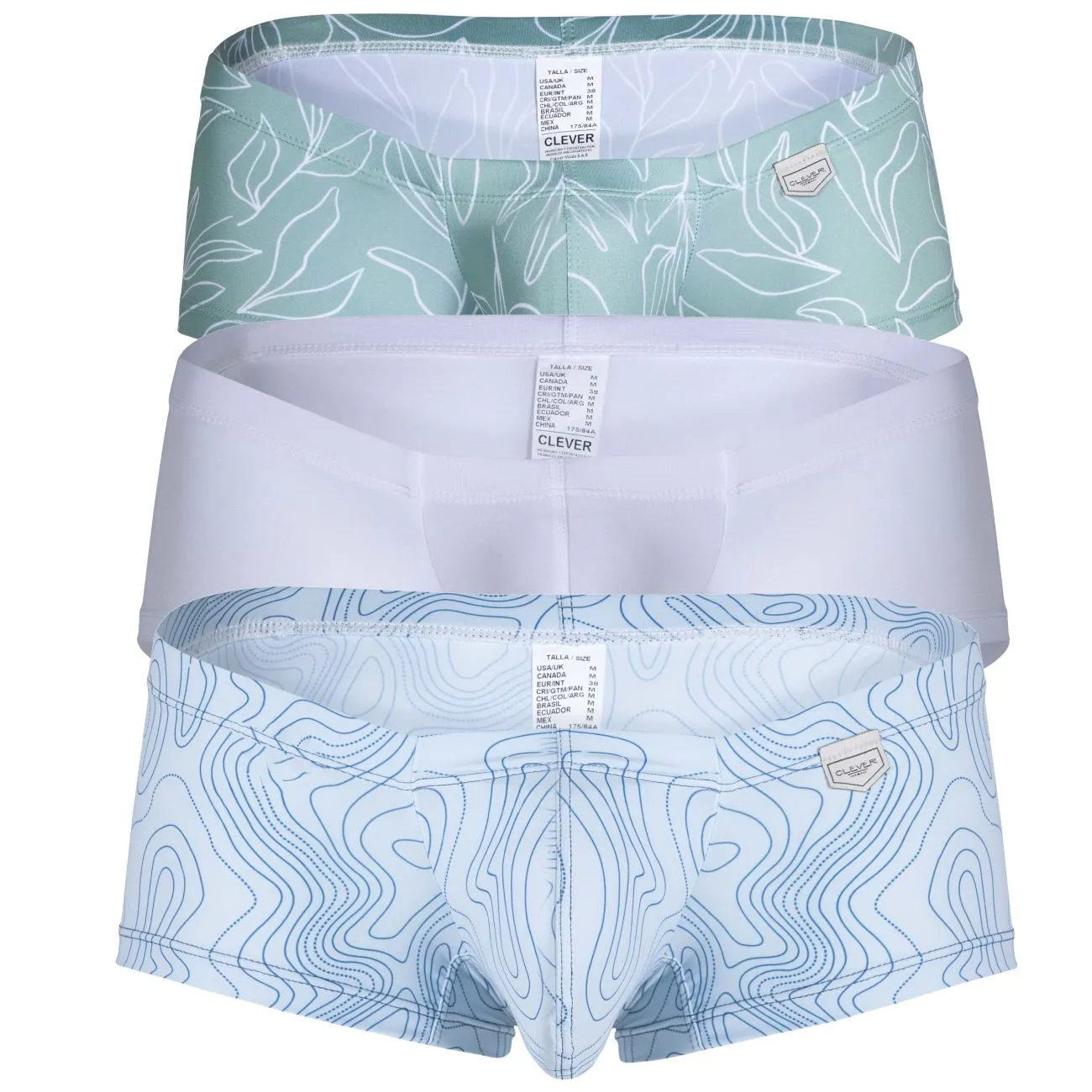 Sous-vêtements Homme Intelligent Clever 229951 Lot de 3 Slips Australiens Couleur Bleu-Blanc-Vert