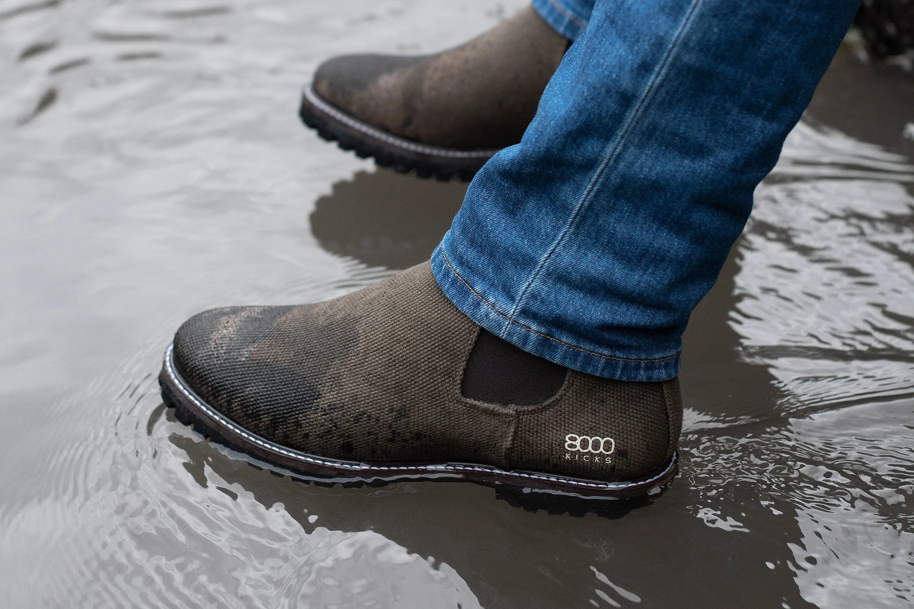 Bottes Chelsea véganes en chanvre pour hommes Crossover | Marron foncé