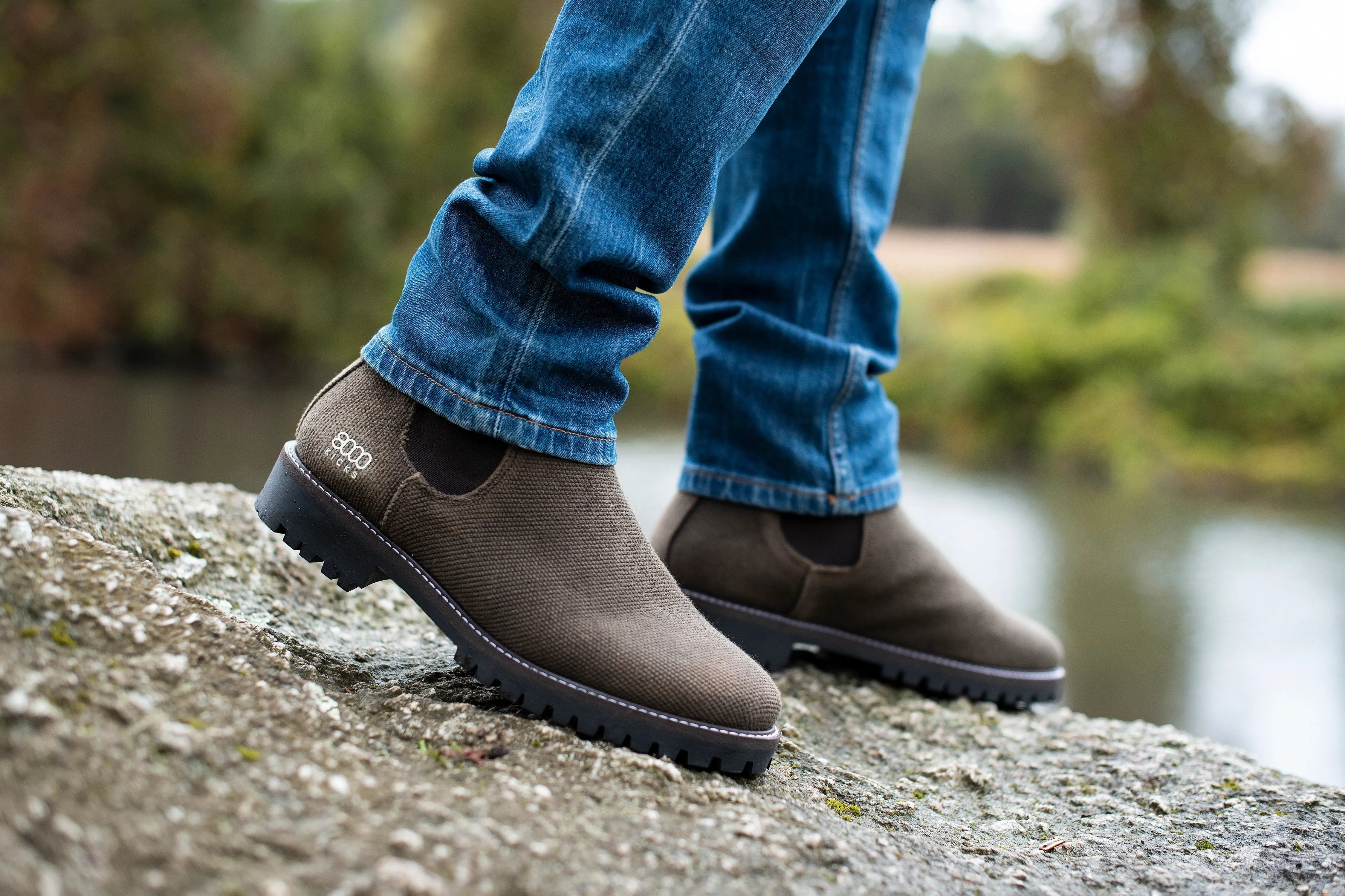 Bottes Chelsea véganes en chanvre pour hommes Crossover | Marron foncé