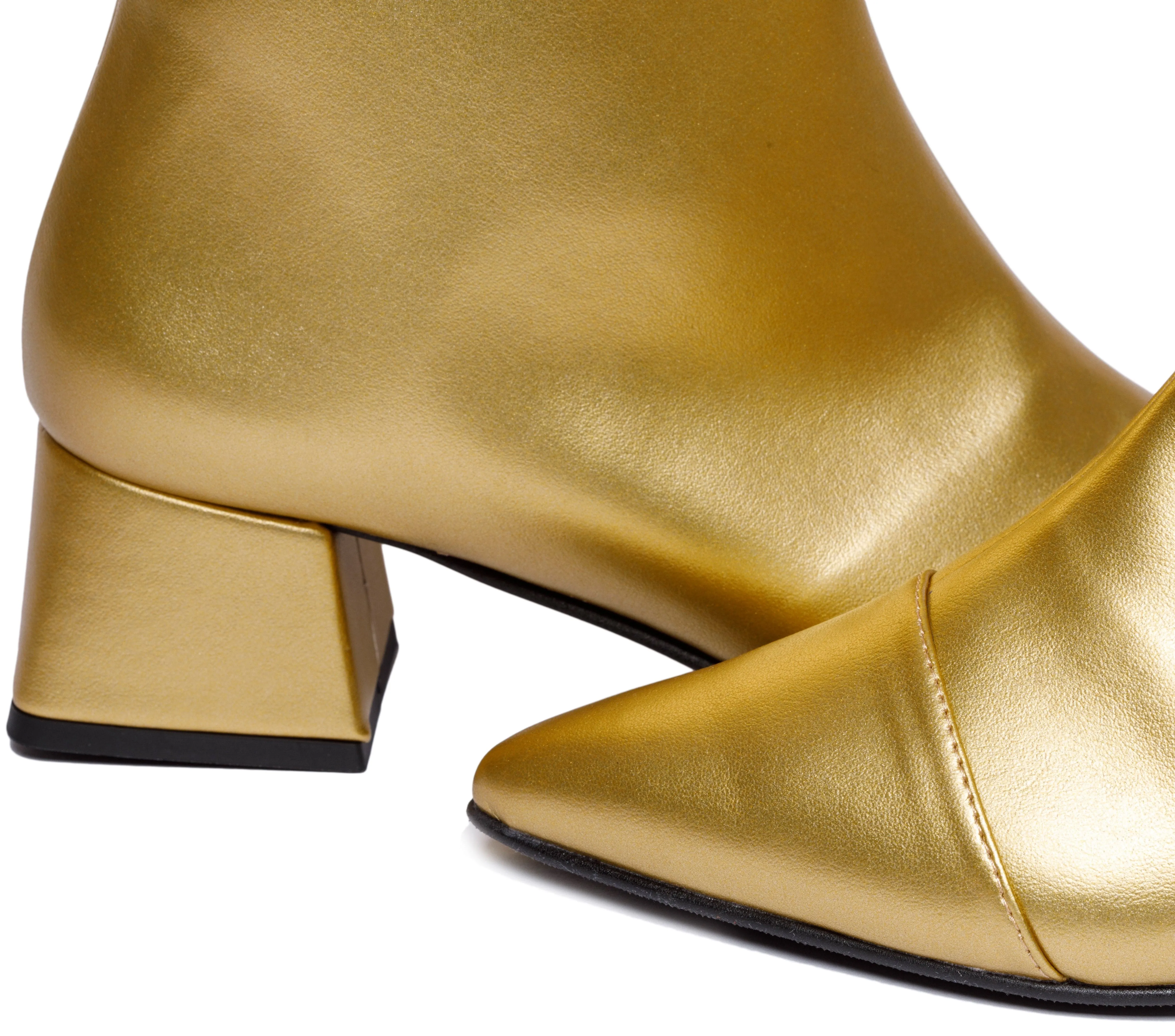 Bottes cheville en similicuir vegan Dahlia pomme | Or