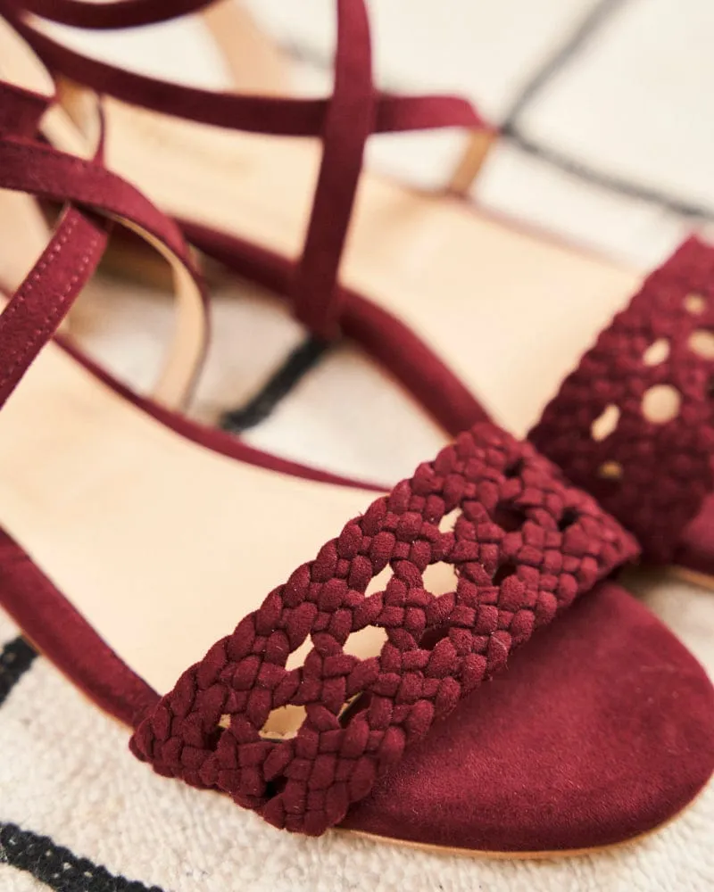 Sandales tressées en daim vegan Dahlia | Bordeaux