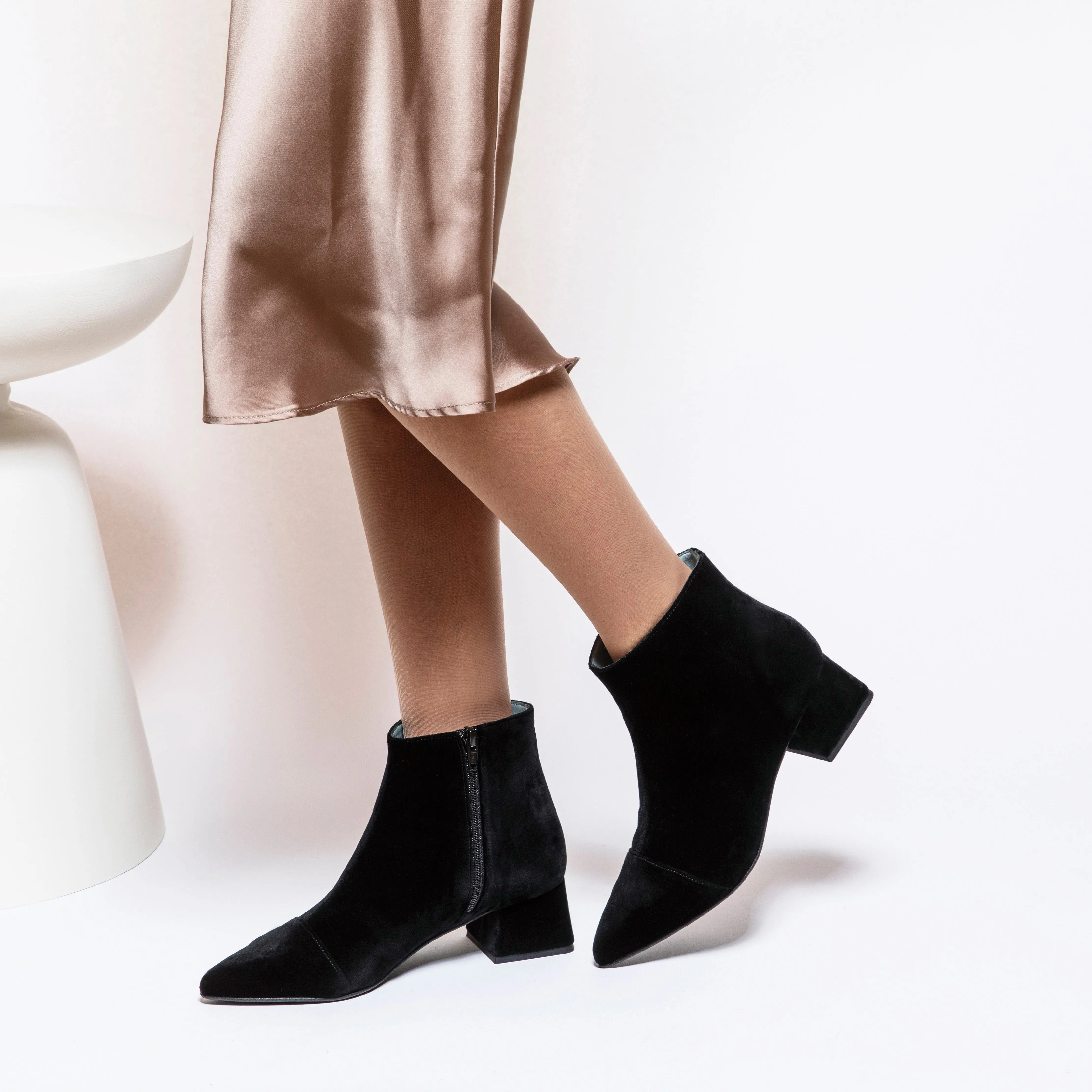 Bottes vegan en velours Dahlia - Noir