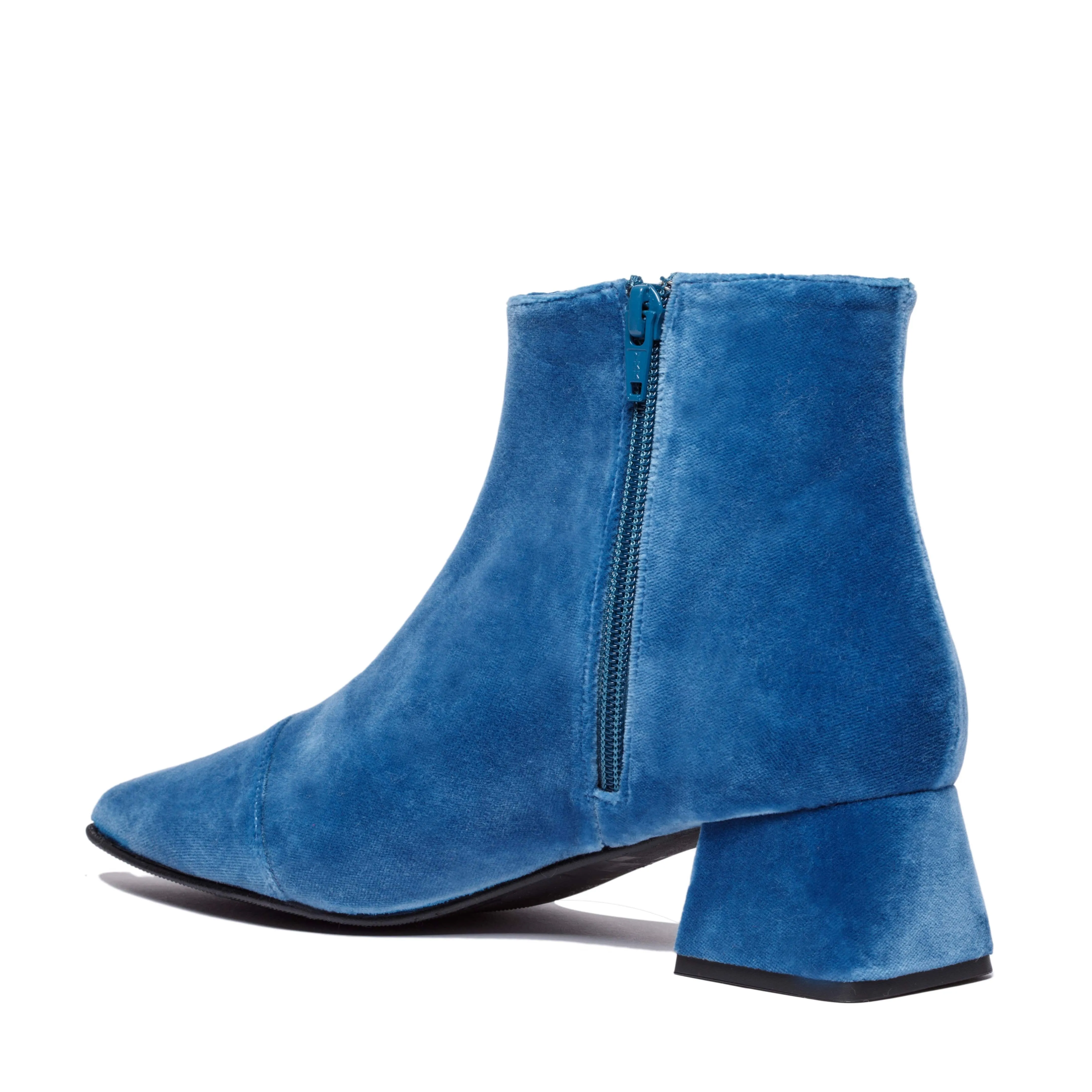 Bottes chevilles en velours vegan Dahlia | Bleu