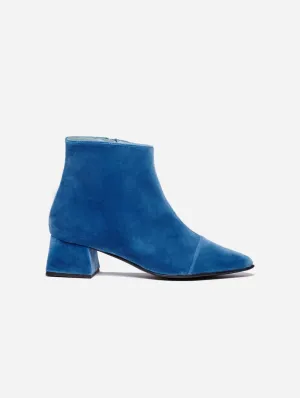 Bottes chevilles en velours vegan Dahlia | Bleu