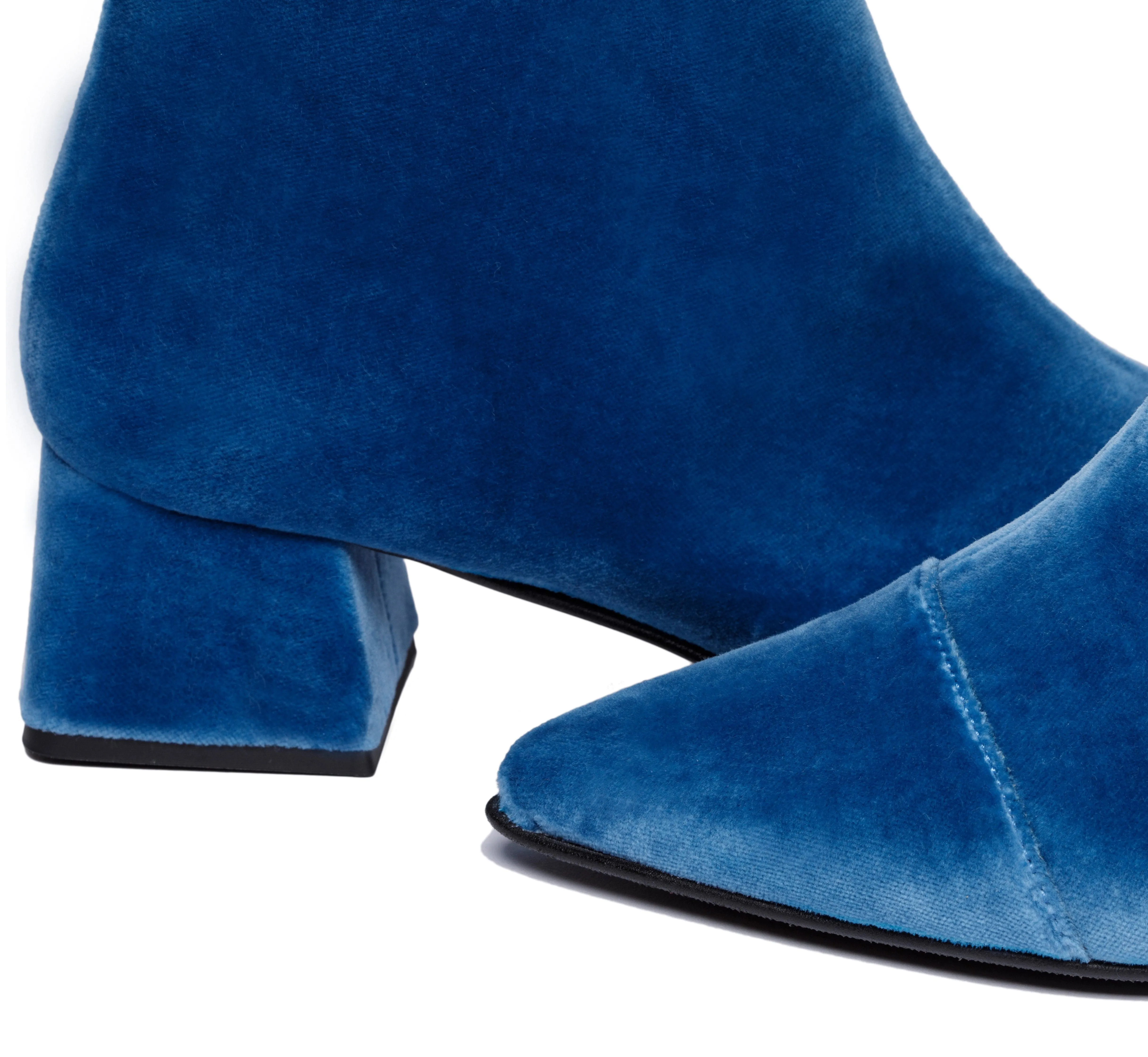 Bottes chevilles en velours vegan Dahlia | Bleu