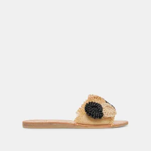 SANDALES DANELA NOIRES EN RAFFIA NATUREL