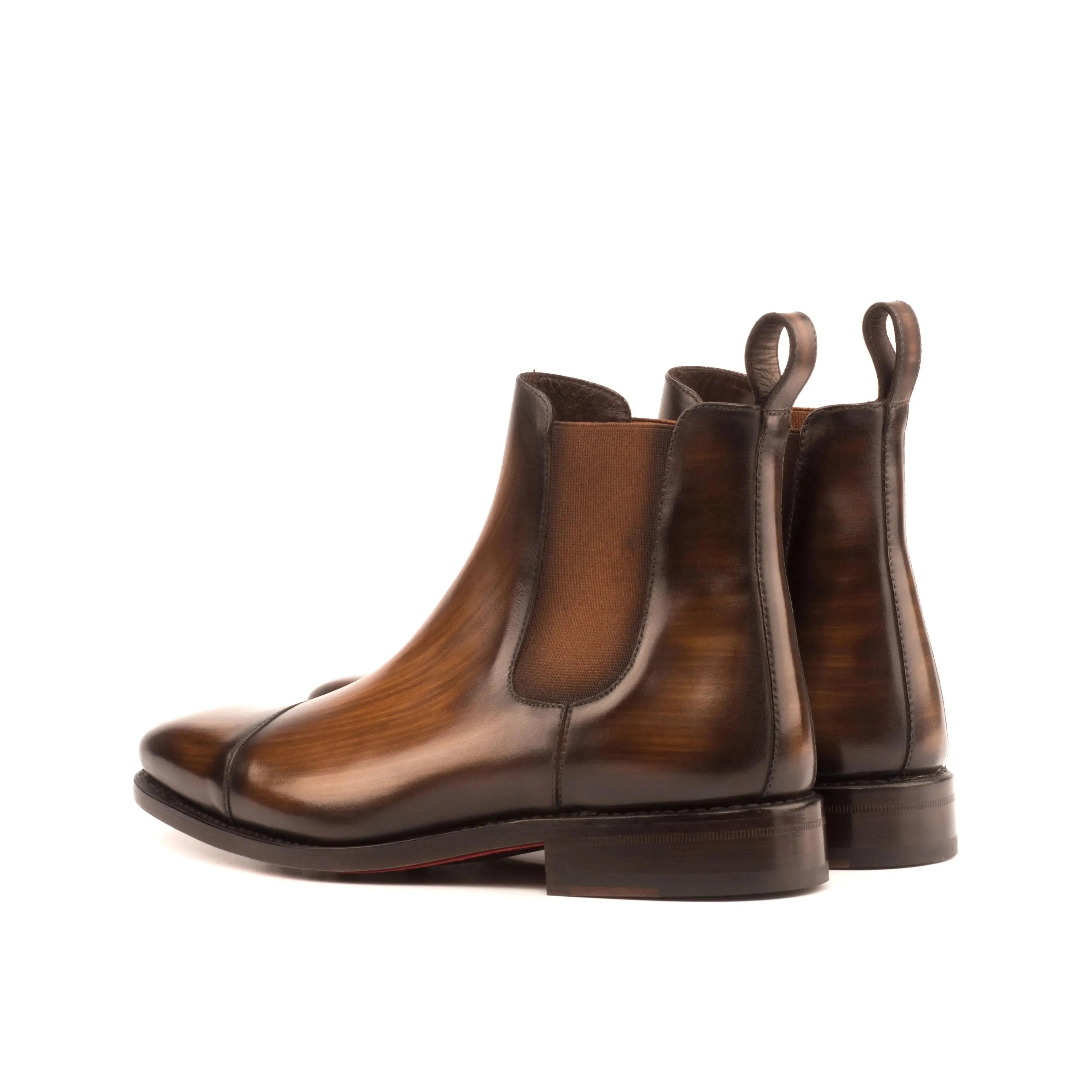 Bottes Chelsea DapperFam Monza en Marron pour Hommes à Patine Peinte à la Main