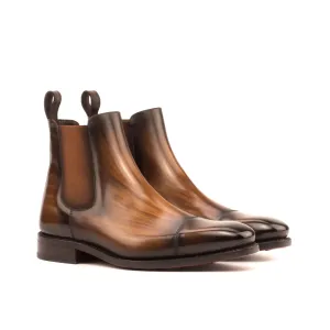 Bottes Chelsea DapperFam Monza en Marron pour Hommes à Patine Peinte à la Main