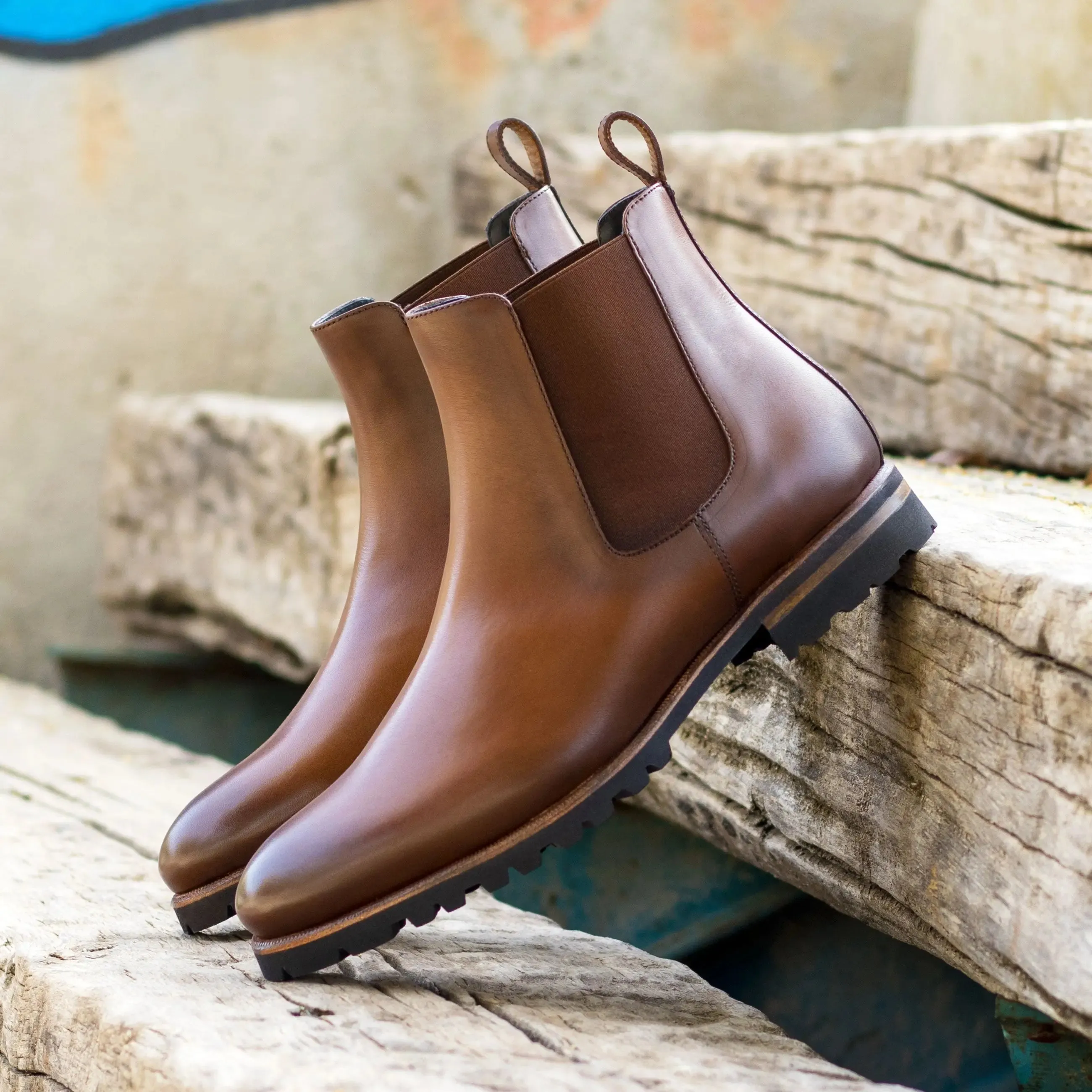 Bottes Chelsea en cuir italien pour hommes DapperFam Monza marron moyen Dapperfam Shoes