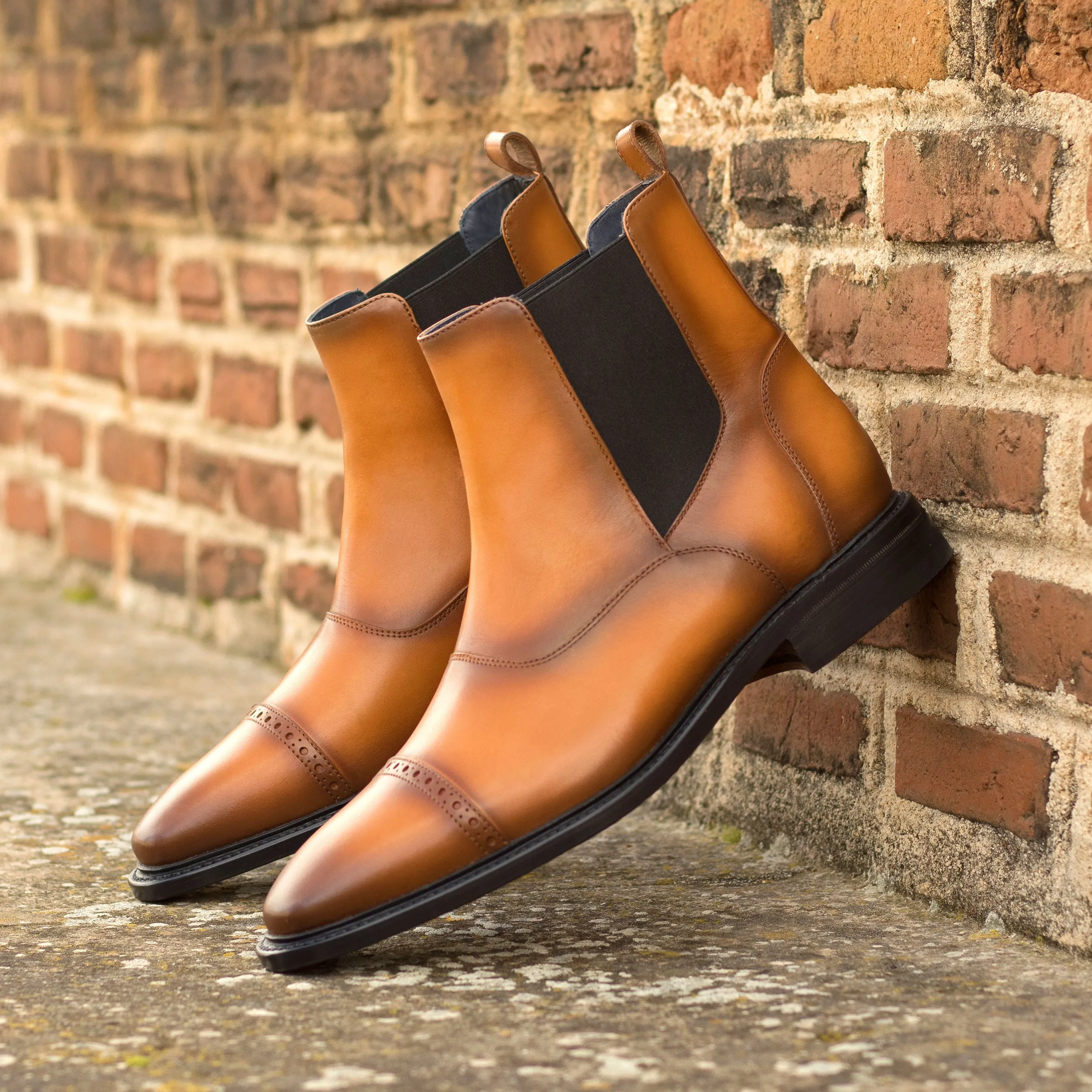 Chaussures Dapperfam DapperFam Vesuvio en Cognac Bottes Chelsea Multi pour Hommes en Cuir Italien