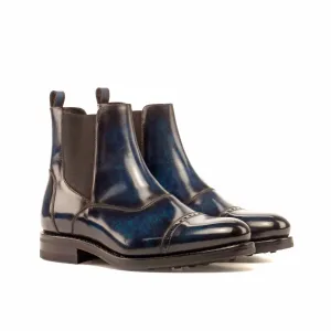 Chaussures Dapperfam DapperFam Vesuvio en Denim pour Hommes Bottes Chelsea Multicolores à Patine Peinte à la Main