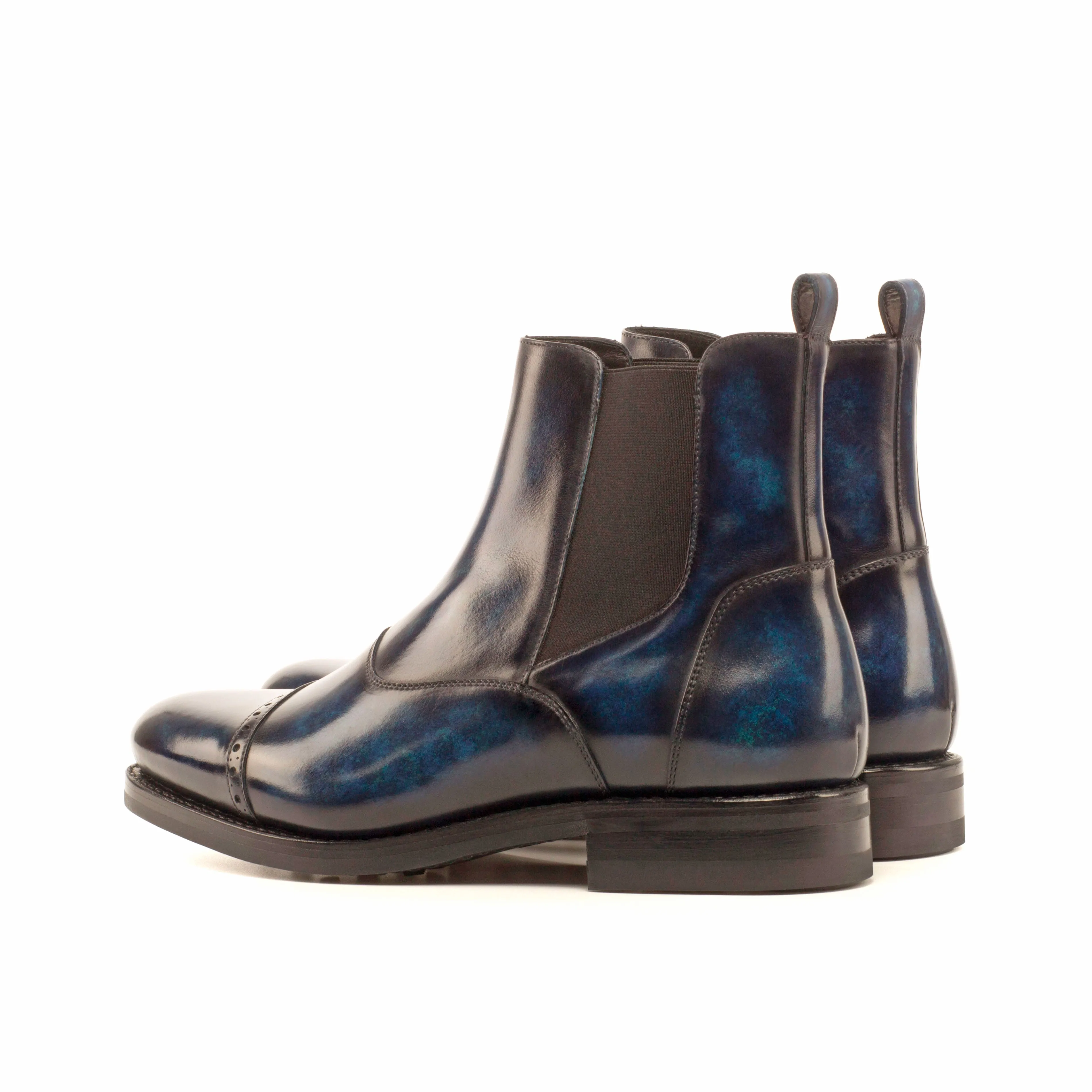 Chaussures Dapperfam DapperFam Vesuvio en Denim pour Hommes Bottes Chelsea Multicolores à Patine Peinte à la Main