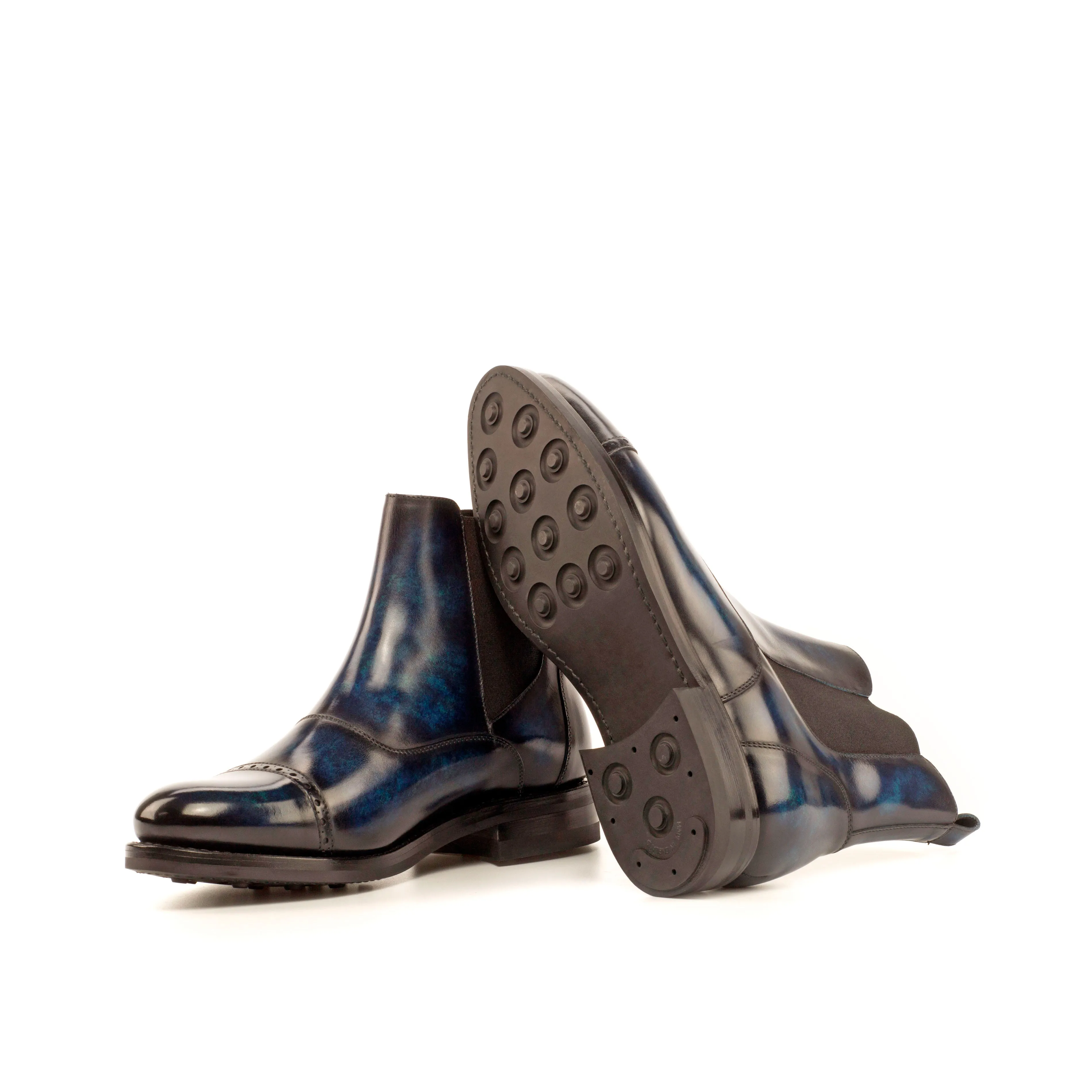 Chaussures Dapperfam DapperFam Vesuvio en Denim pour Hommes Bottes Chelsea Multicolores à Patine Peinte à la Main