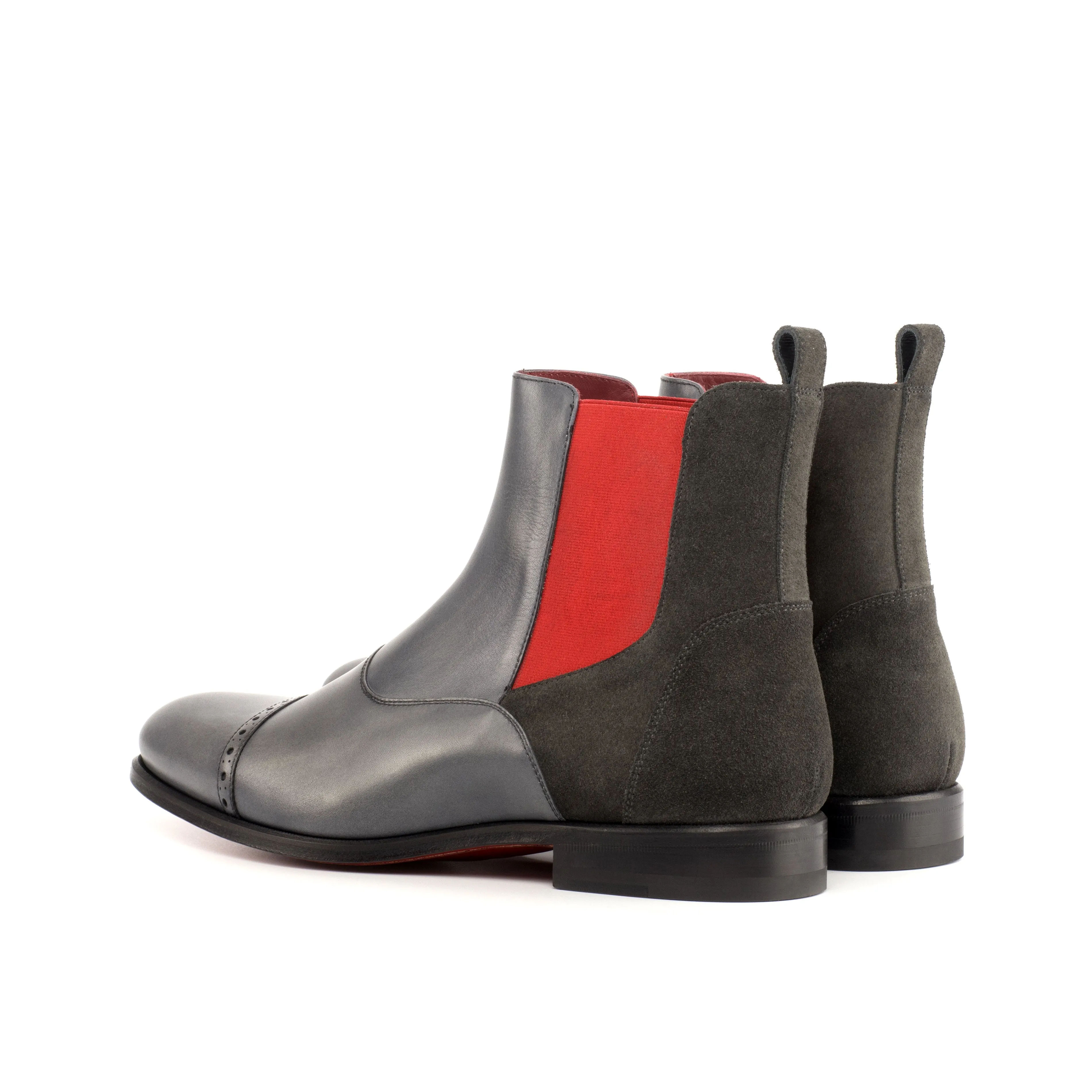 Dapperfam Shoes DapperFam Vesuvio en Gris Bottes Chelsea Multi pour Hommes en Suède Luxueux & Cuir Italien