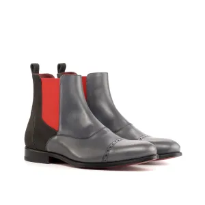 Dapperfam Shoes DapperFam Vesuvio en Gris Bottes Chelsea Multi pour Hommes en Suède Luxueux & Cuir Italien