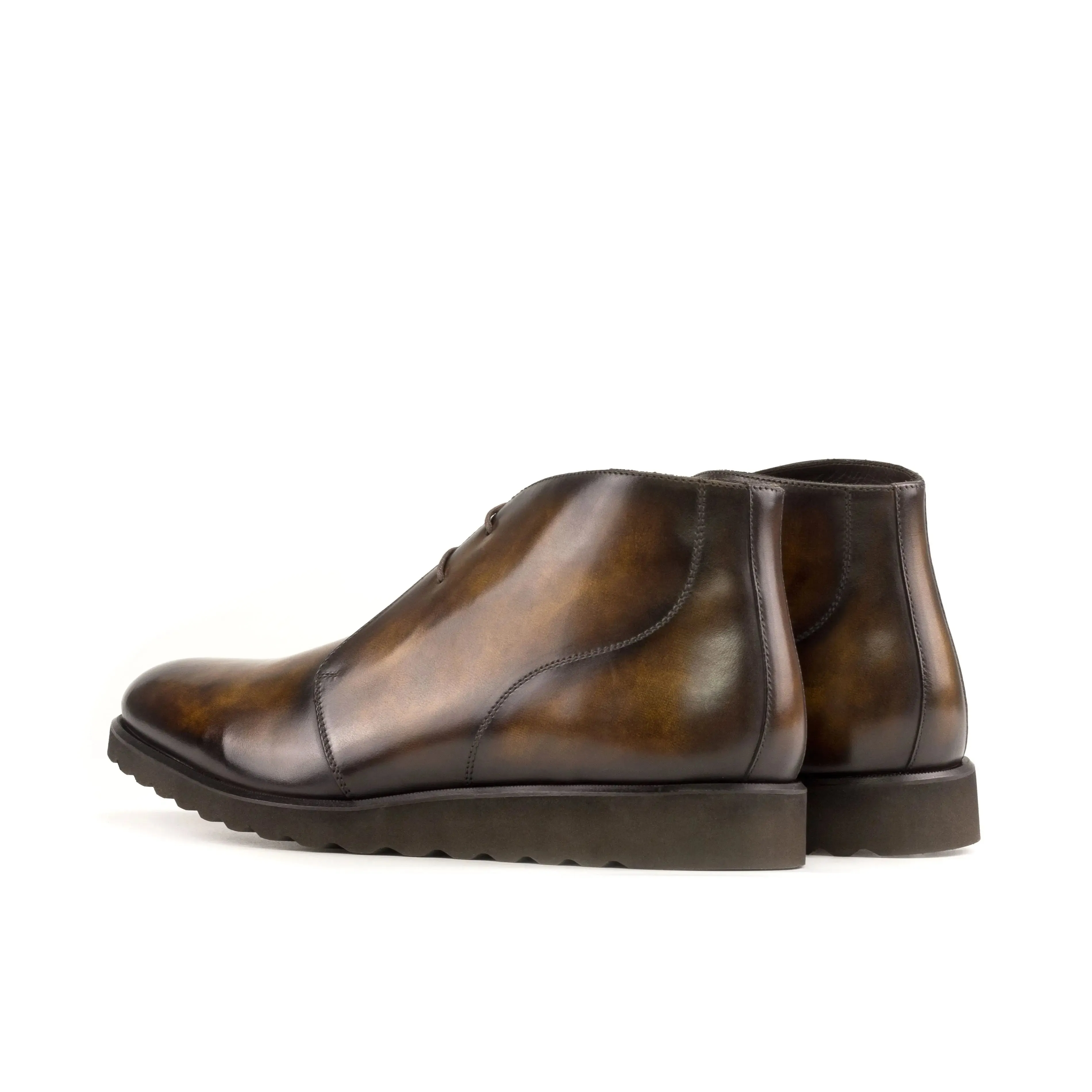 Chaussures Dapperfam DapperFam Vivace en Tabac Chukka à Patine Peinte à la Main pour Hommes