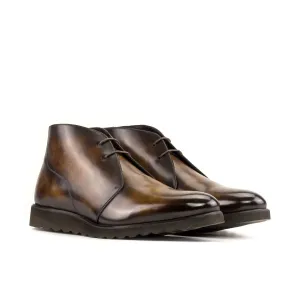 Chaussures Dapperfam DapperFam Vivace en Tabac Chukka à Patine Peinte à la Main pour Hommes
