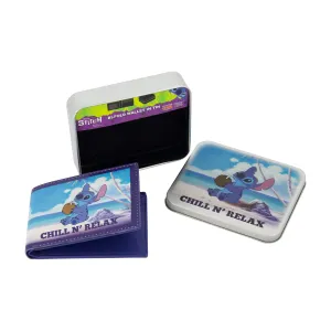 Portefeuille Disney STITCH CHILL N RELAX à rabat, portefeuille mince avec boîte décorative pour hommes et femmes, chaussures ecco