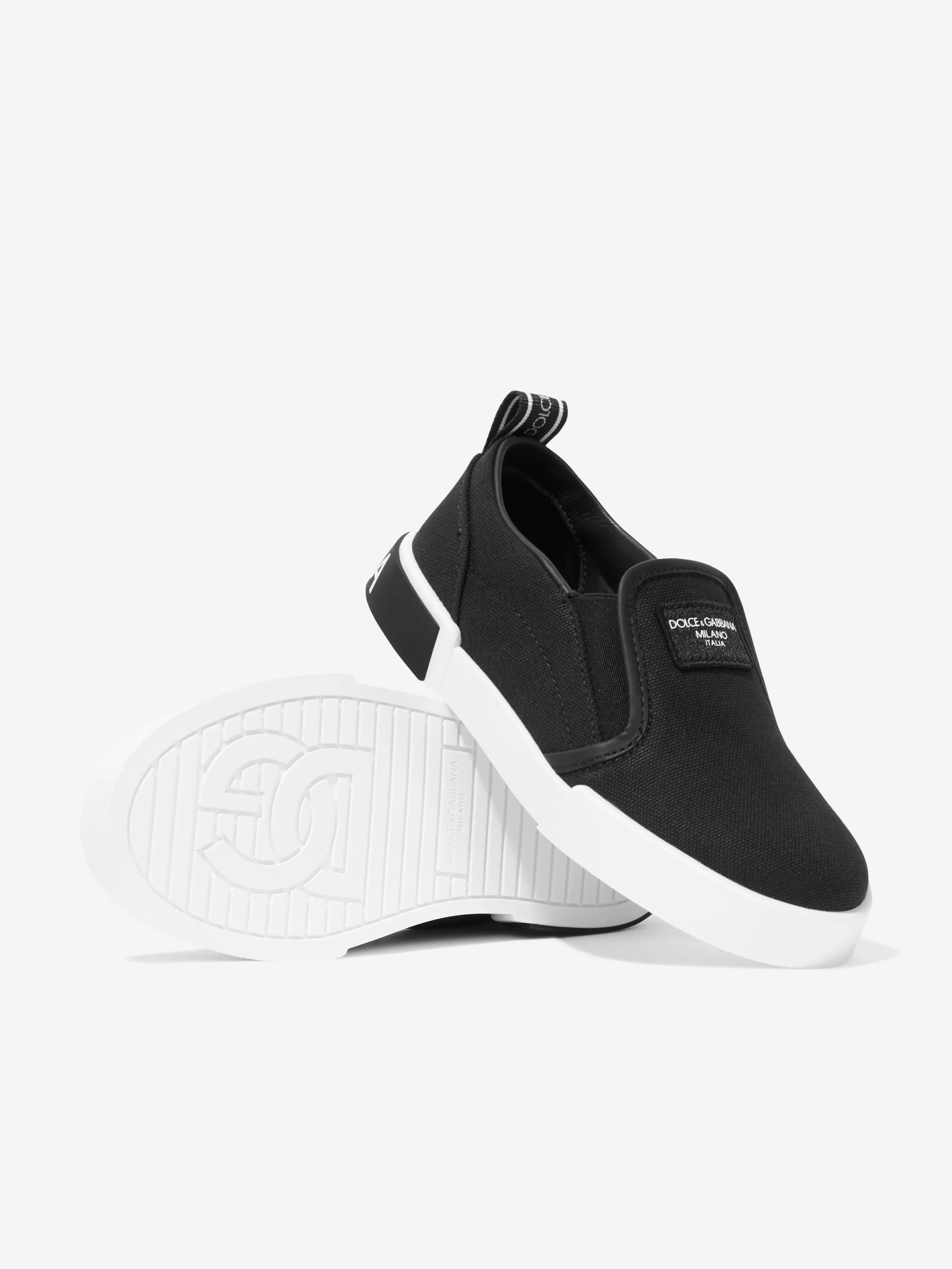 Dolce & Gabbana Chaussures Basses en Toile pour Garçons en Noir