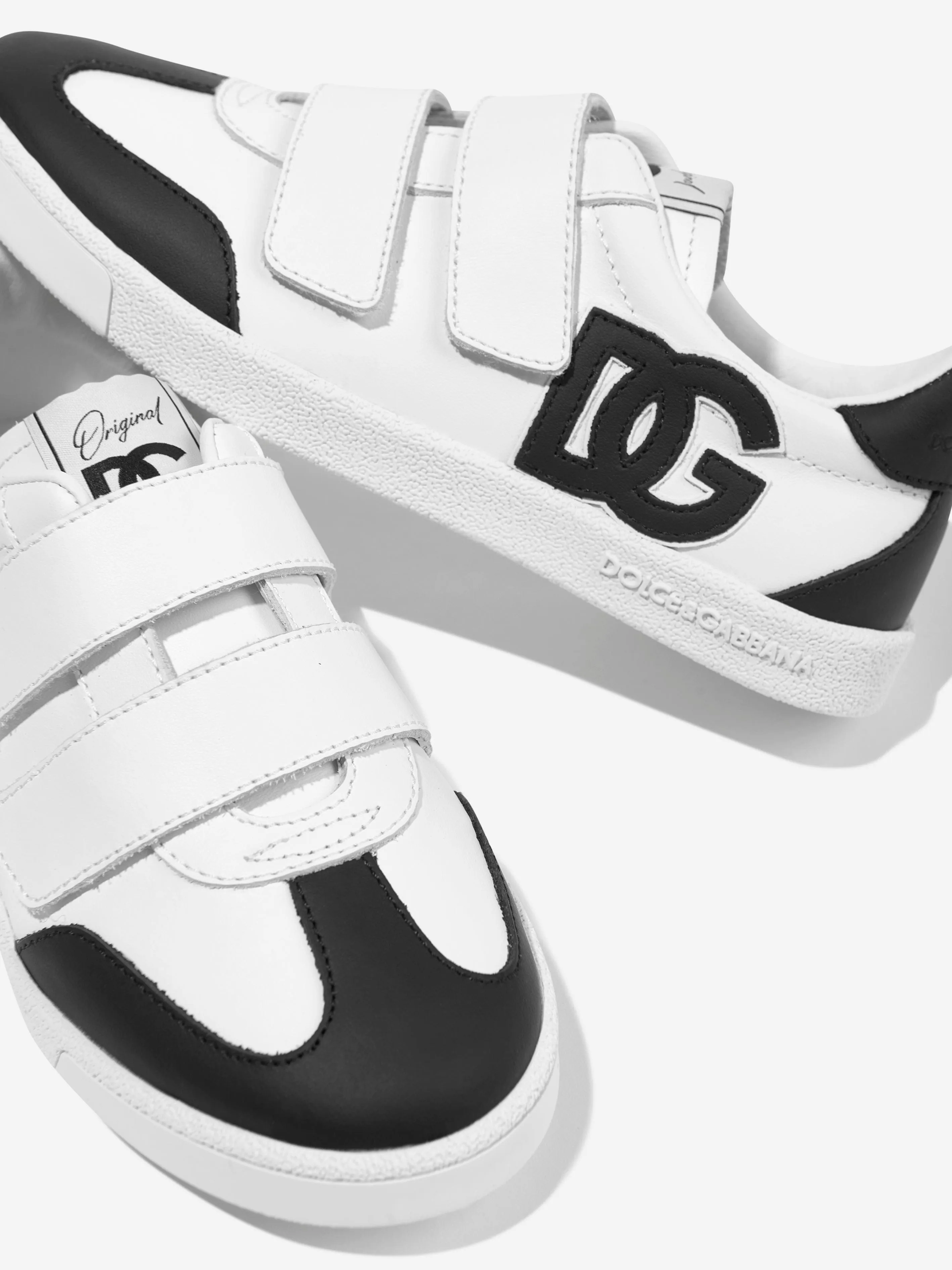 Dolce & Gabbana Baskets en cuir Portofino pour garçons en blanc