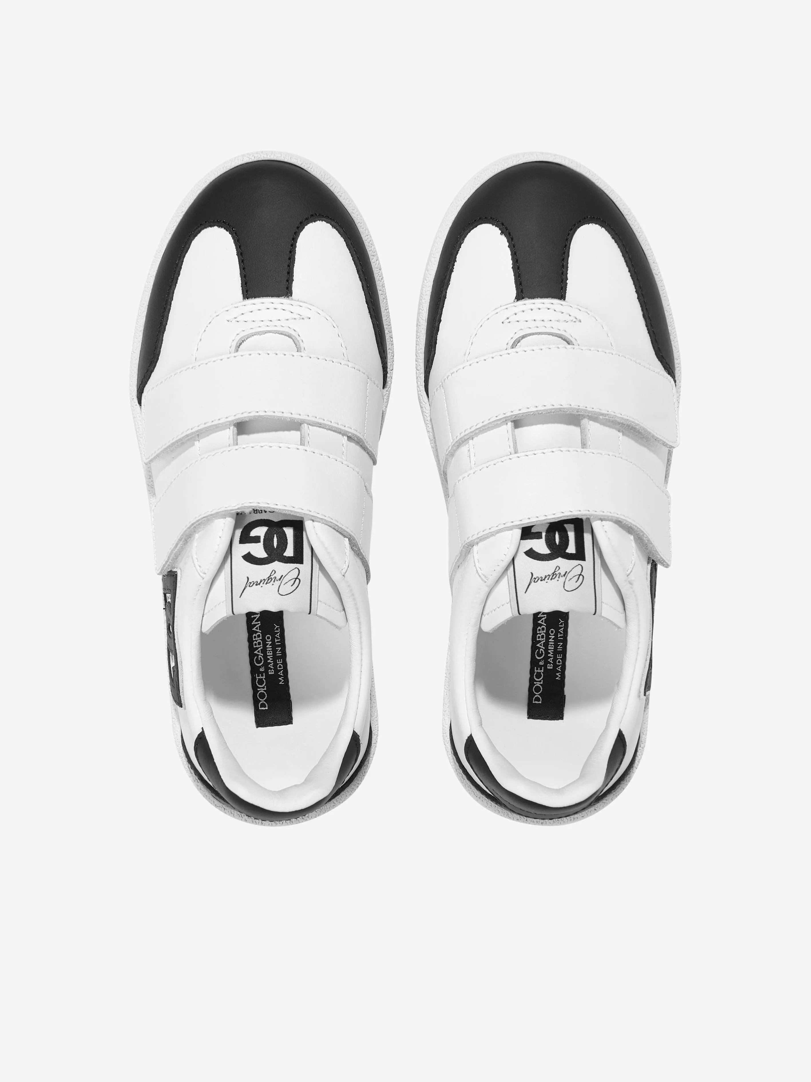 Dolce & Gabbana Baskets en cuir Portofino pour garçons en blanc
