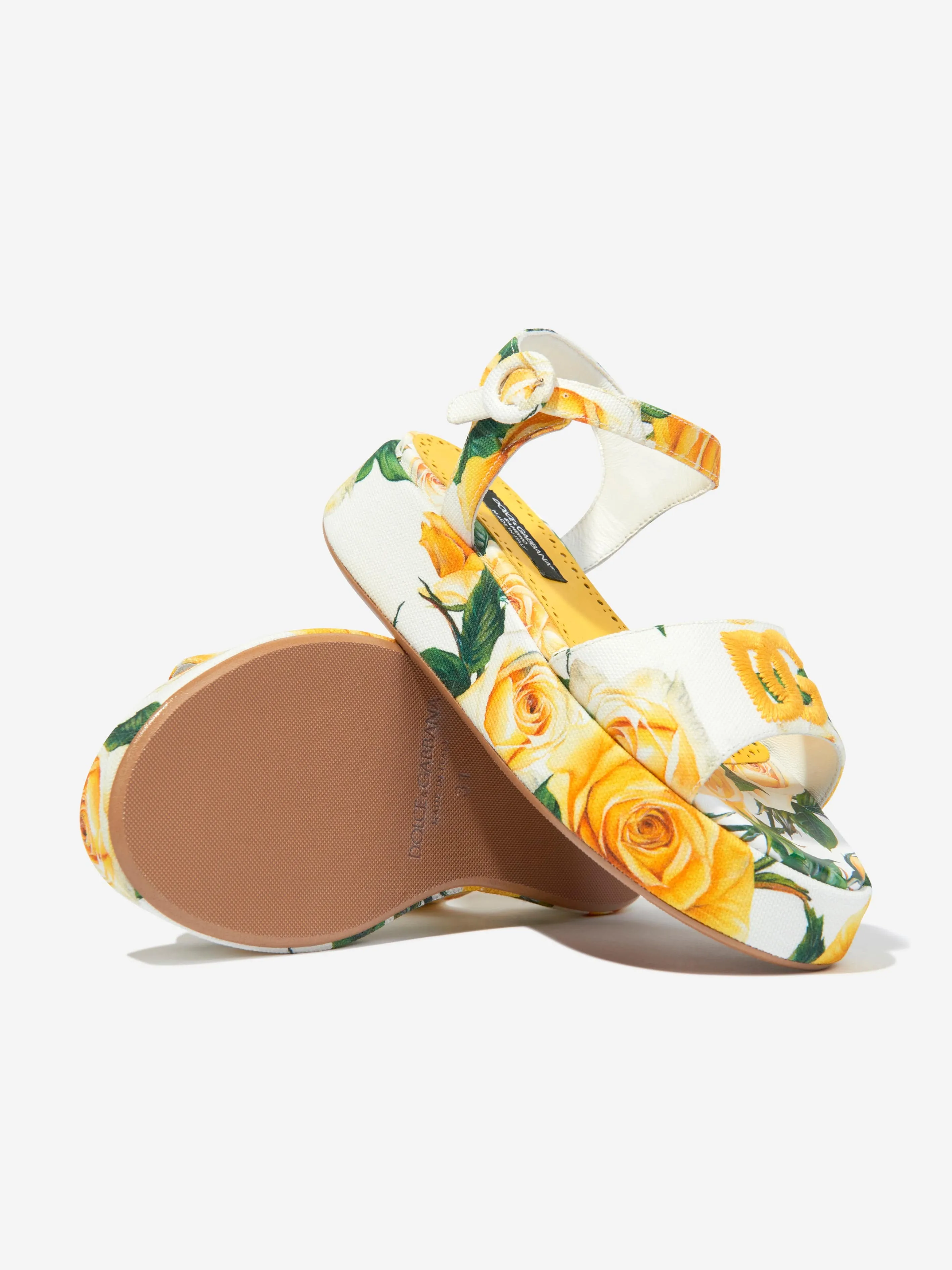 Dolce & Gabbana Sandales en toile à imprimé rose multicolore pour filles