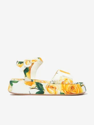 Dolce & Gabbana Sandales en toile à imprimé rose multicolore pour filles