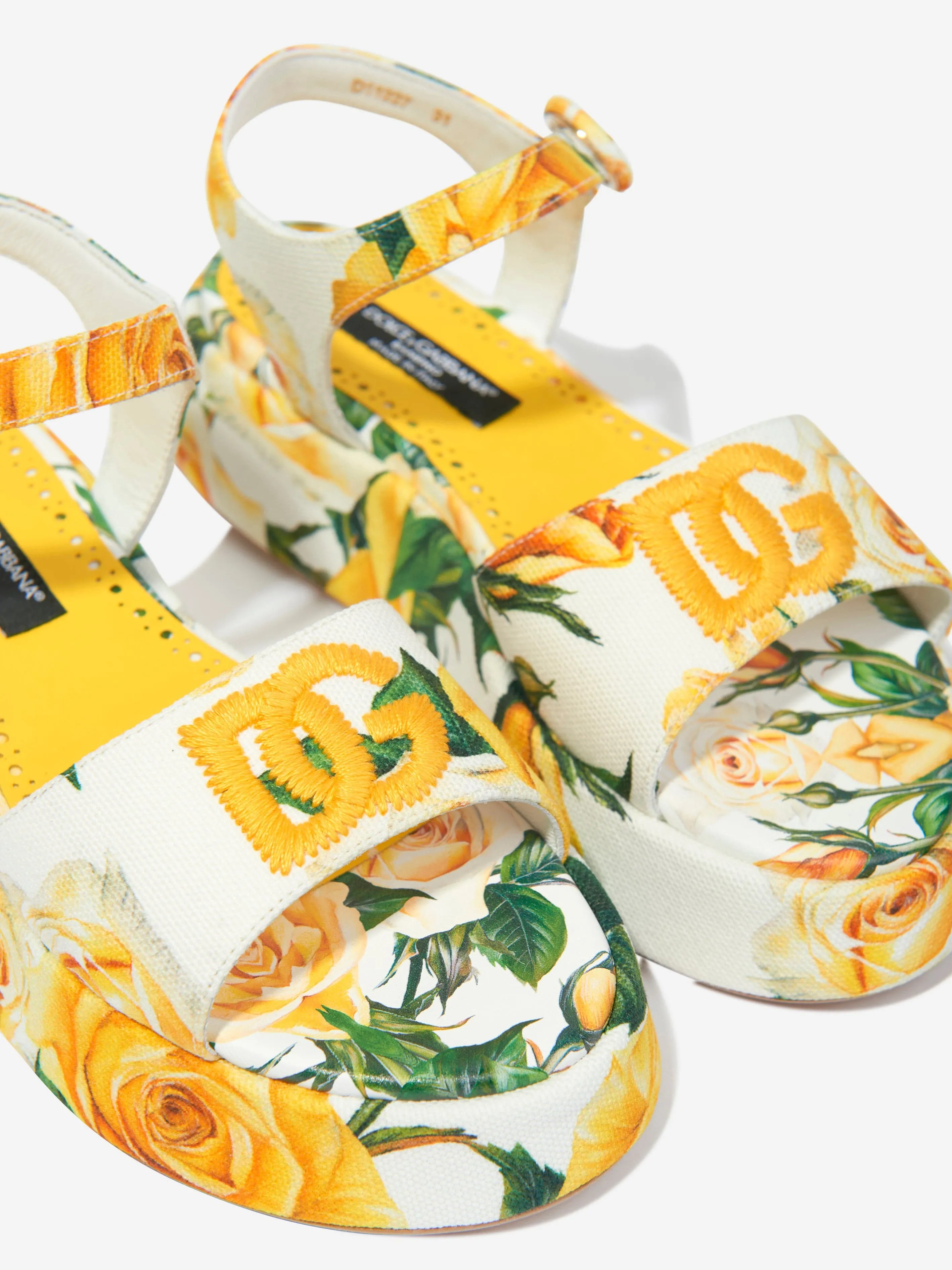 Dolce & Gabbana Sandales en toile à imprimé rose multicolore pour filles