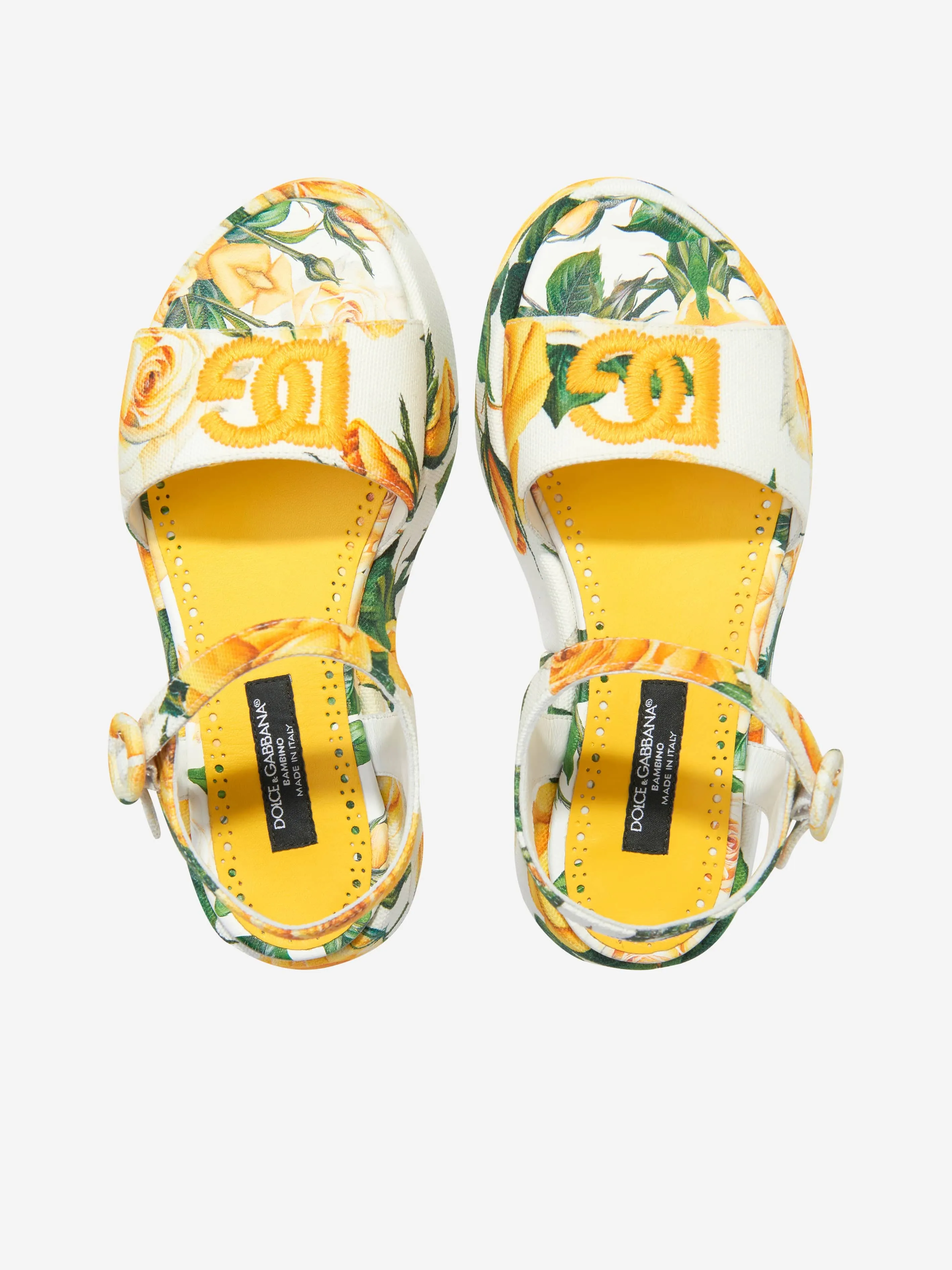 Dolce & Gabbana Sandales en toile à imprimé rose multicolore pour filles