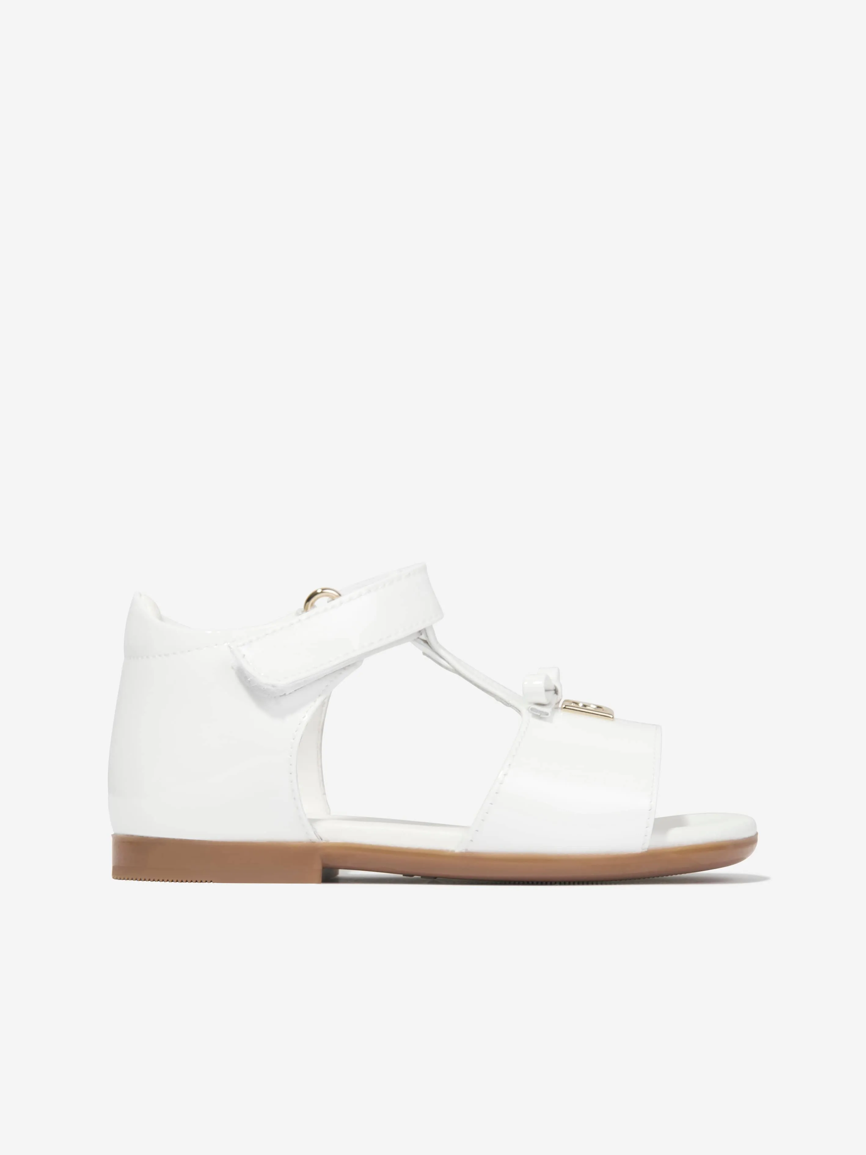 Sandales en cuir pour filles Dolce & Gabbana avec logo en blanc