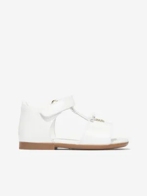 Sandales en cuir pour filles Dolce & Gabbana avec logo en blanc
