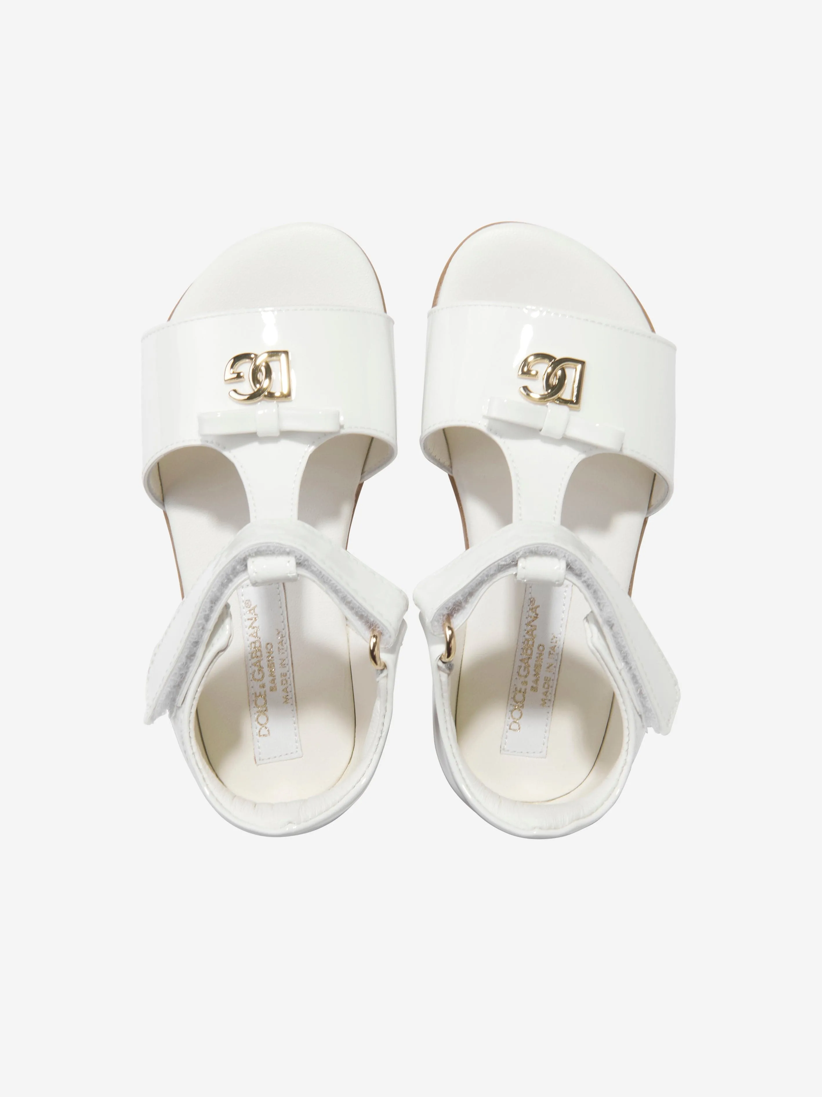 Sandales en cuir pour filles Dolce & Gabbana avec logo en blanc
