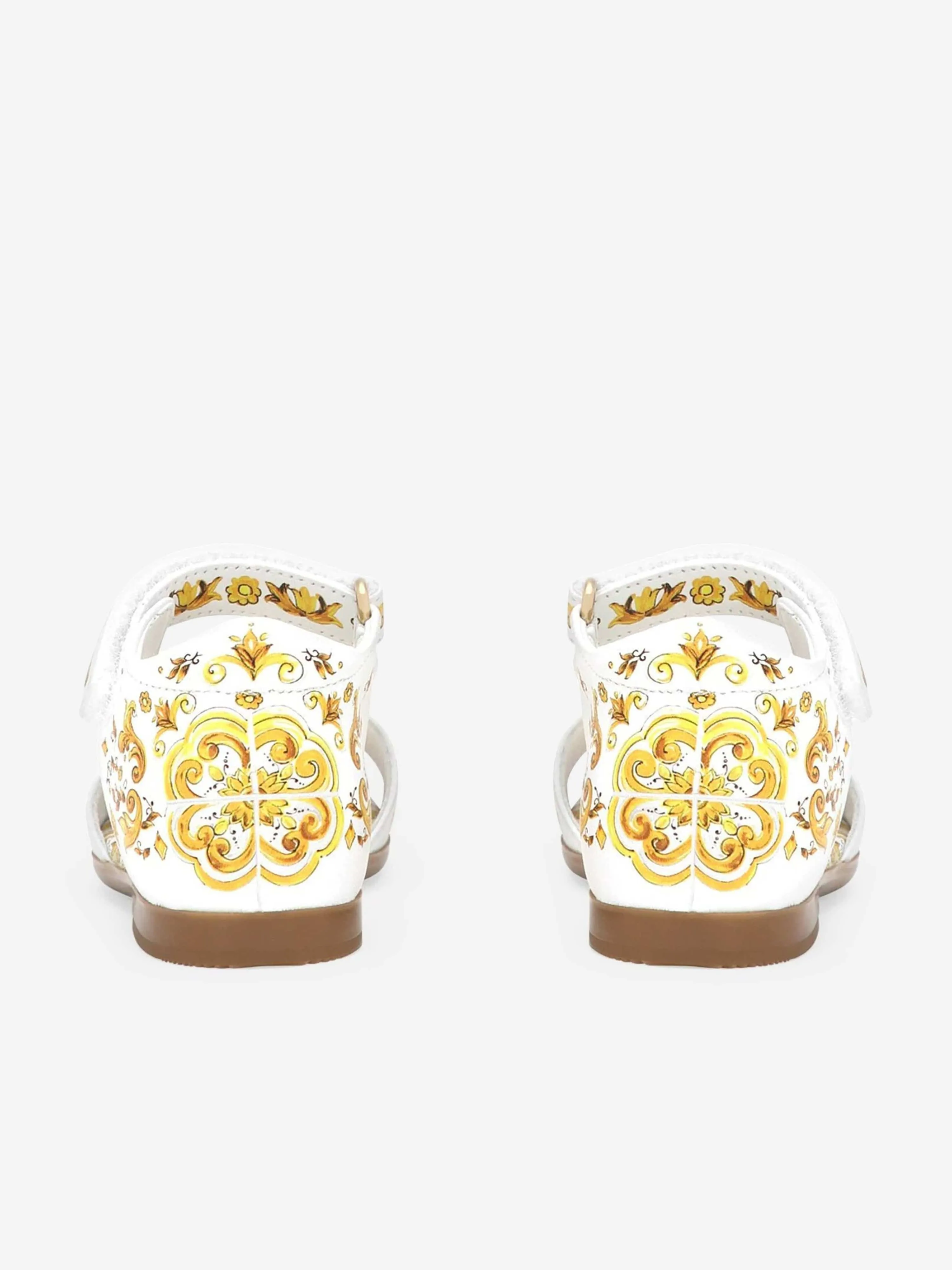 Sandales en cuir Maiolica pour filles Dolce & Gabbana en jaune