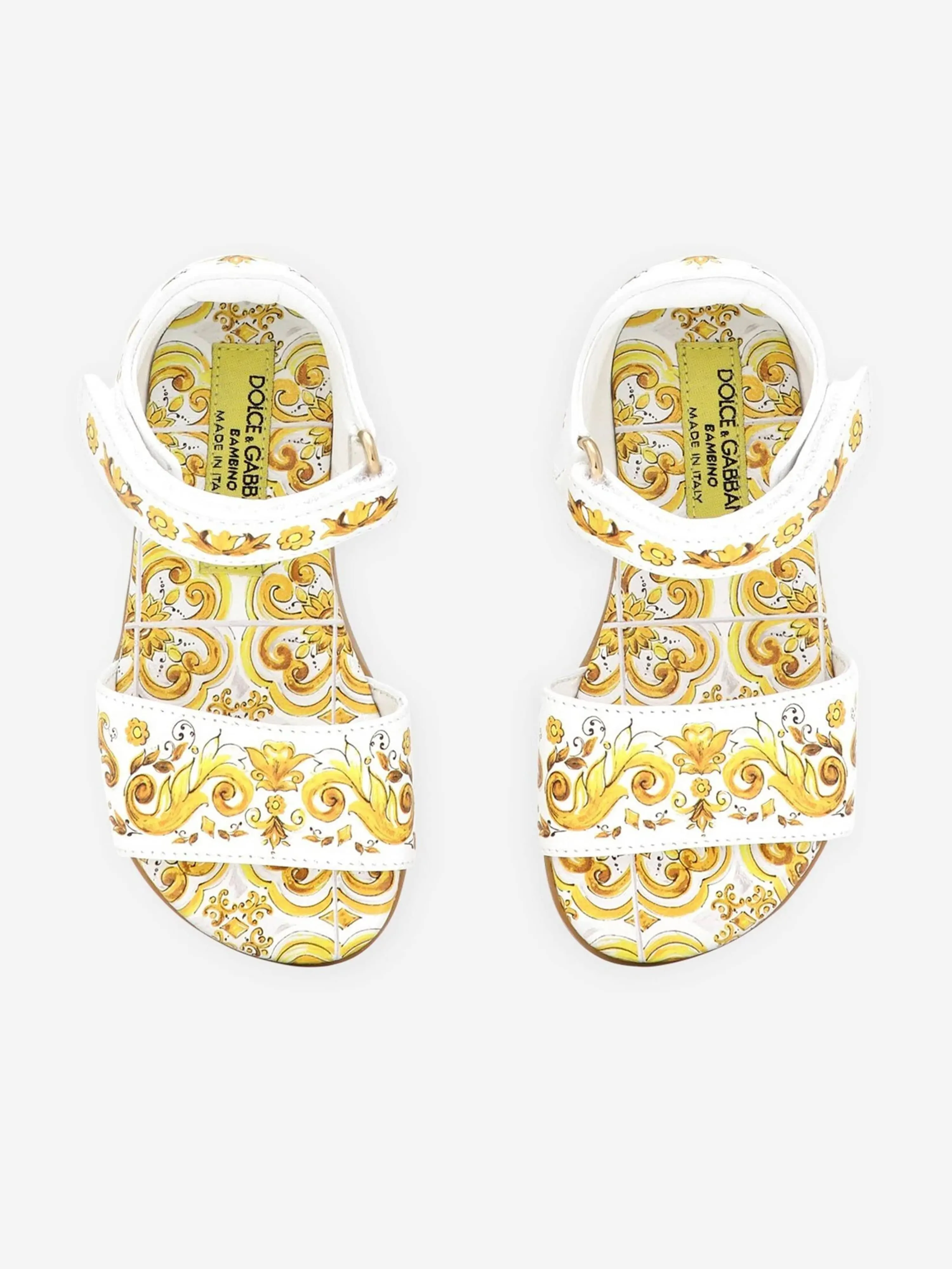 Sandales en cuir Maiolica pour filles Dolce & Gabbana en jaune