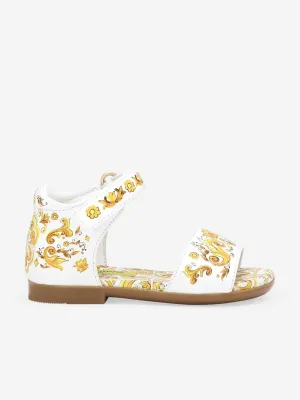 Sandales en cuir Maiolica pour filles Dolce & Gabbana en jaune