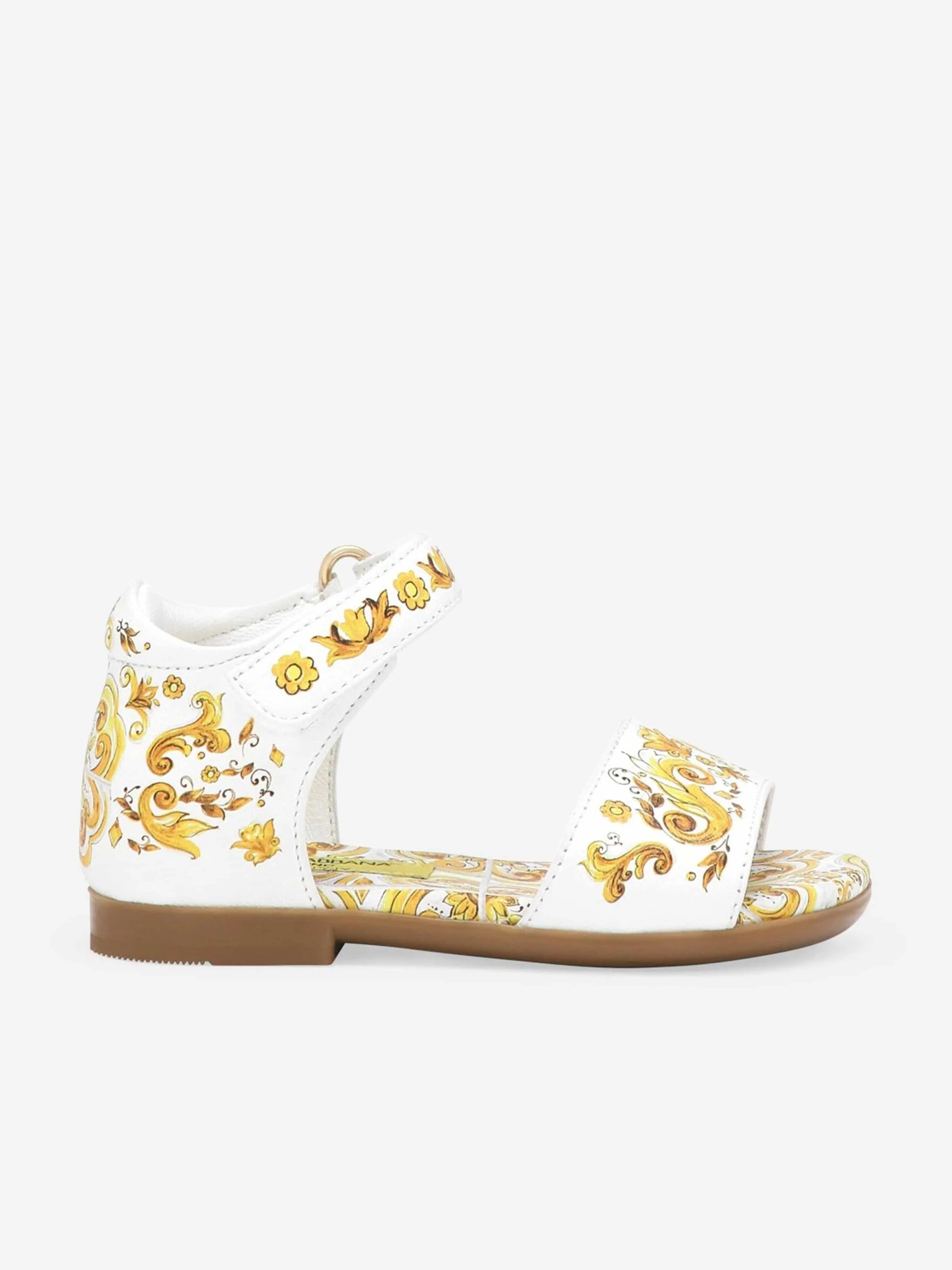 Sandales en cuir Maiolica pour filles Dolce & Gabbana en jaune