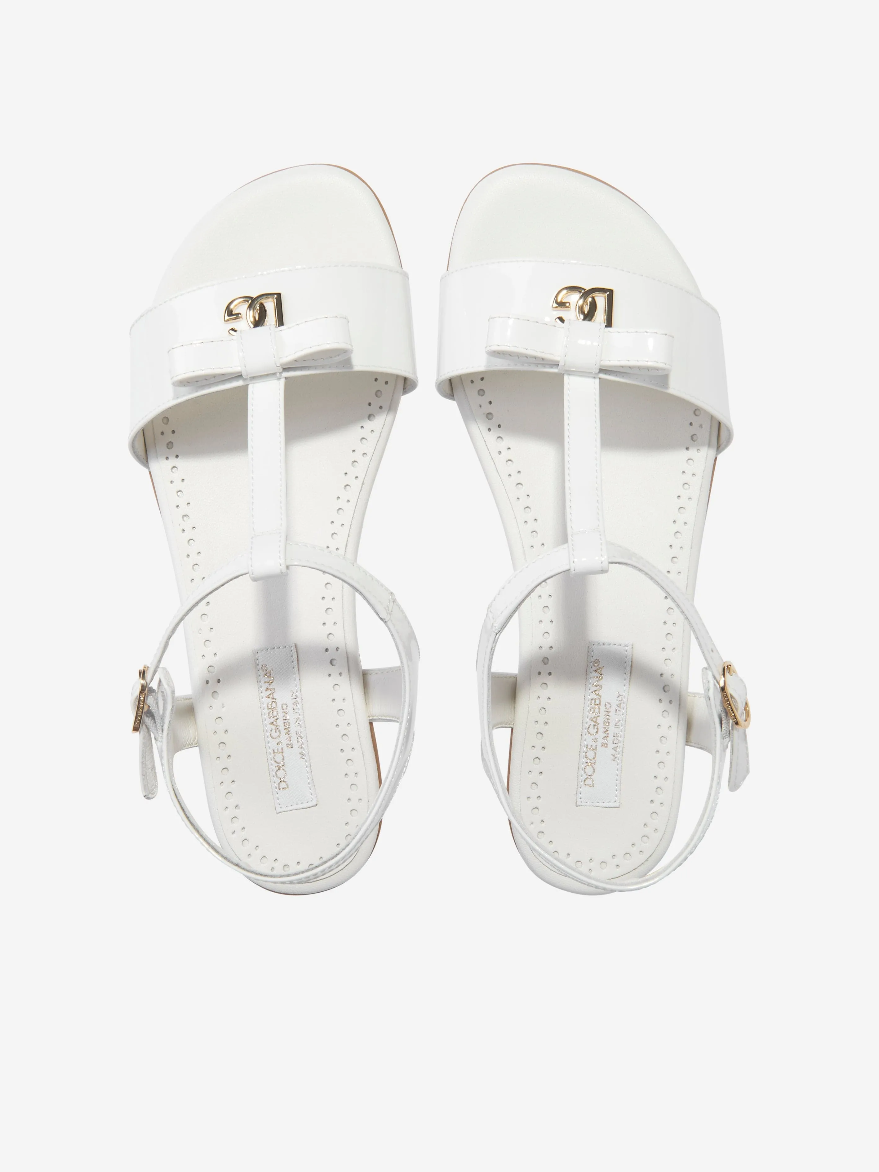 Dolce & Gabbana Sandales pour Filles en Cuir Verni Blanc