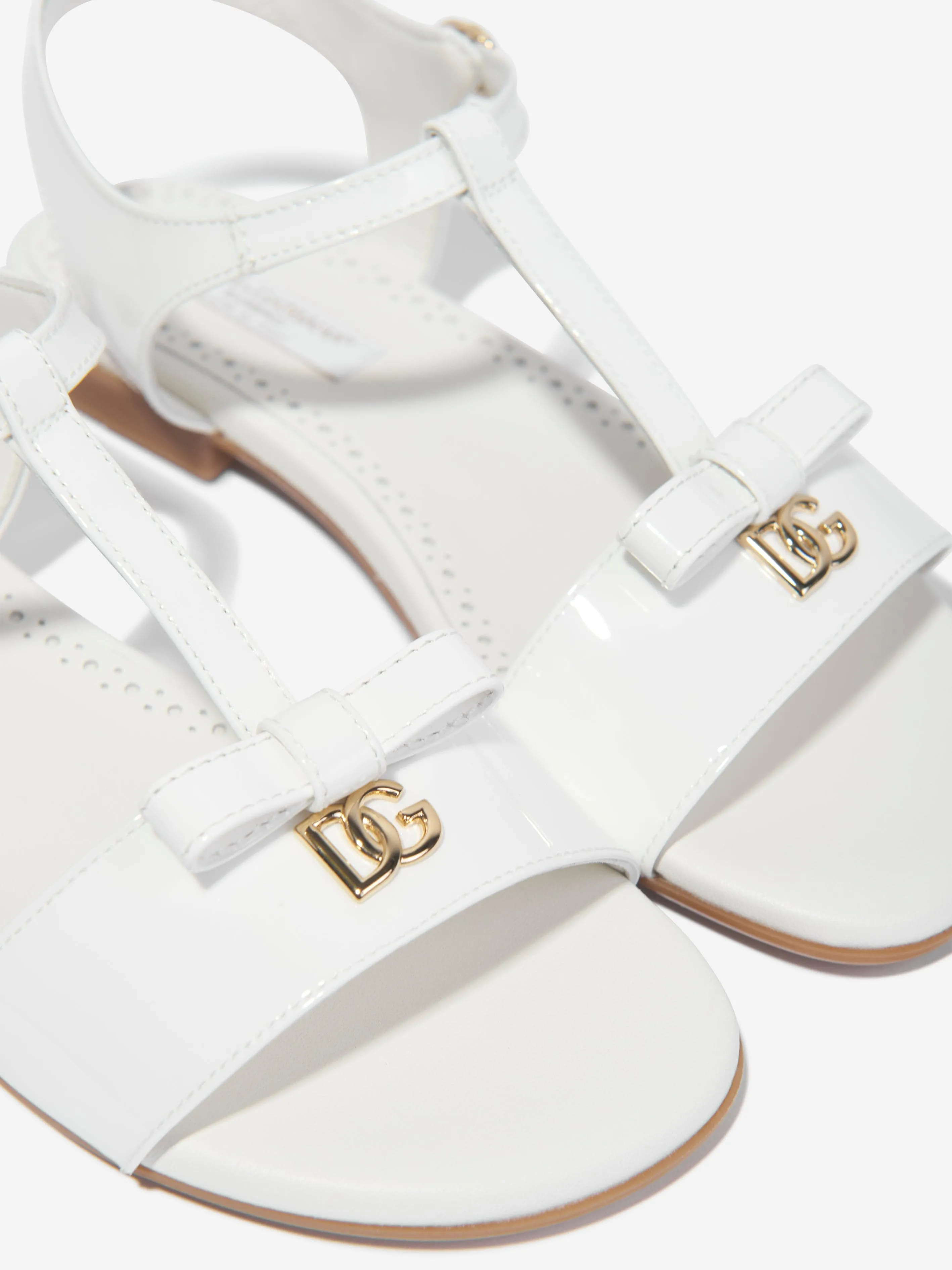 Dolce & Gabbana Sandales pour Filles en Cuir Verni Blanc