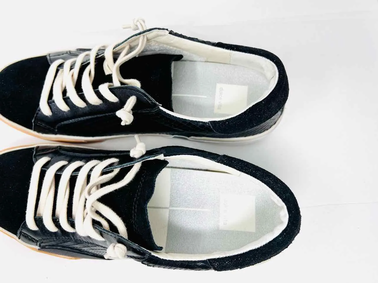 Dolce Vita Taille 10 Noir/Argent Cuir Reptile NEUF Chaussures Sneakers